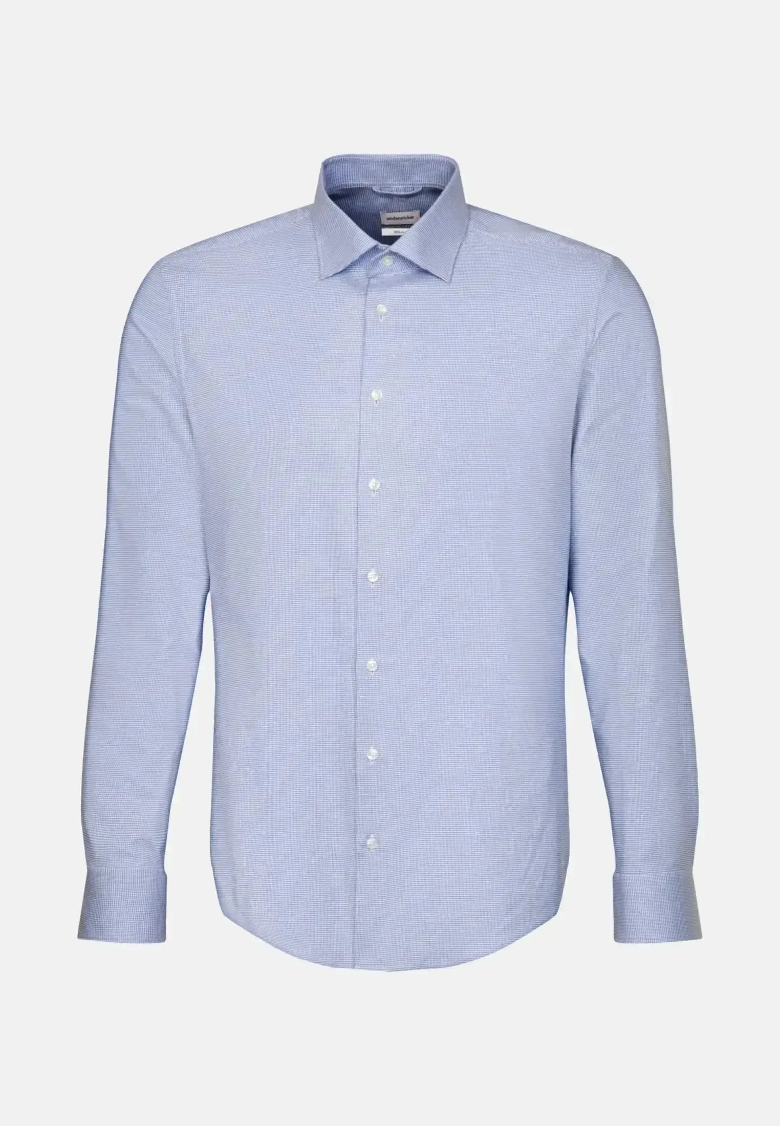 Seidensticker Mens Regular Fit No Iron New Kent Structured Business Shirt Light Blue | Studio DOS