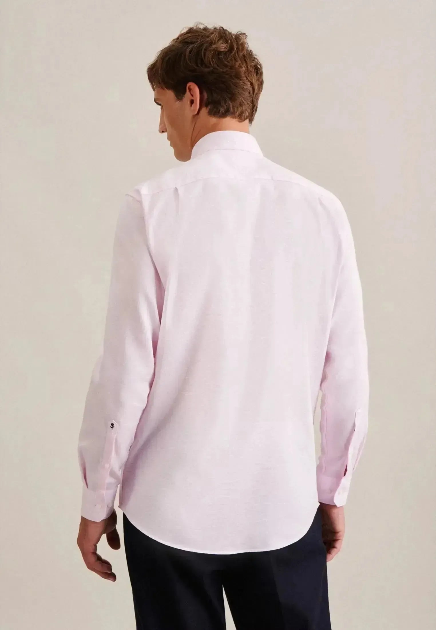 Seidensticker Mens Regular Fit No Iron New Kent Structured Business Shirt Pink | Studio DOS
