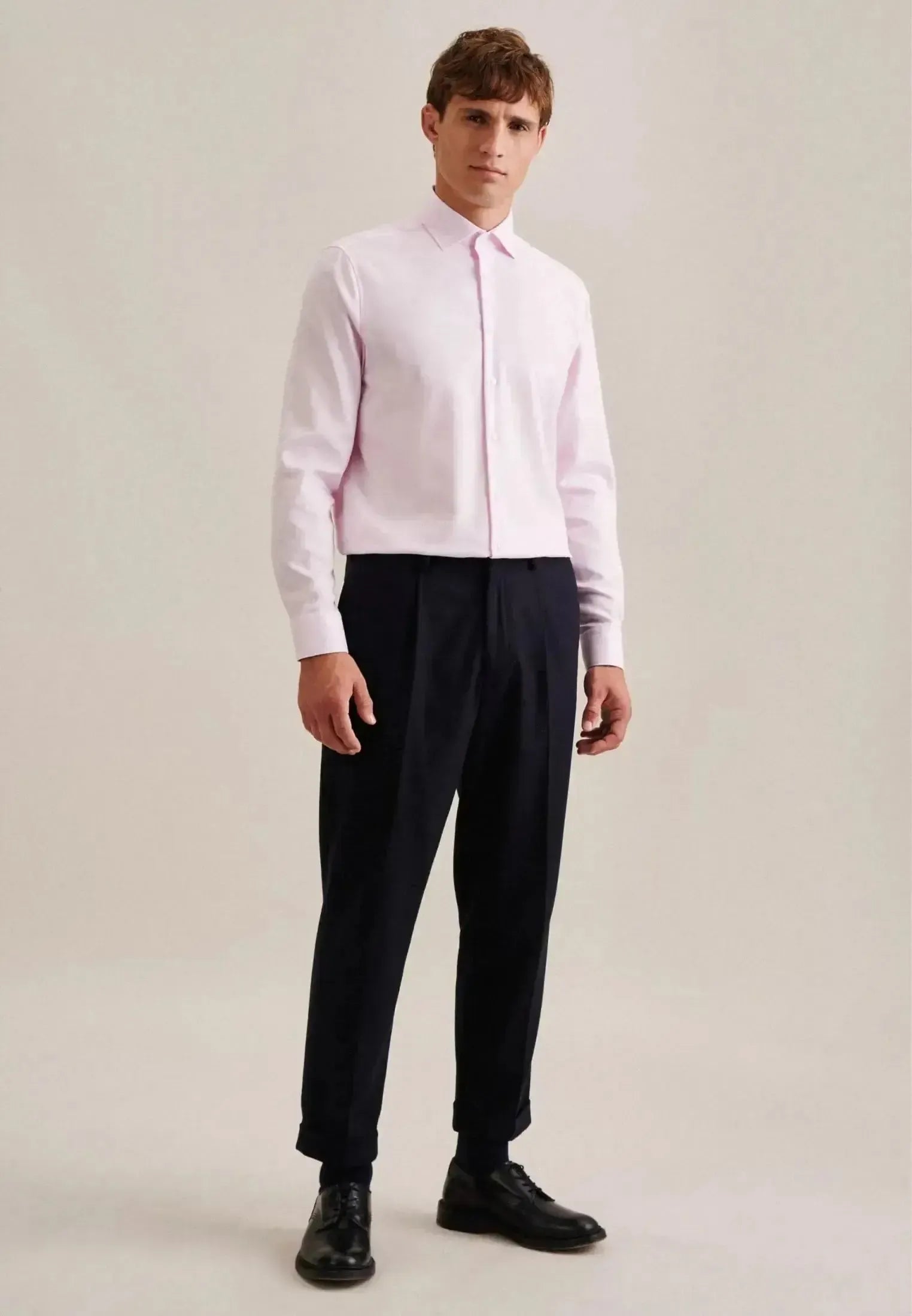 Seidensticker Mens Regular Fit No Iron New Kent Structured Business Shirt Pink | Studio DOS