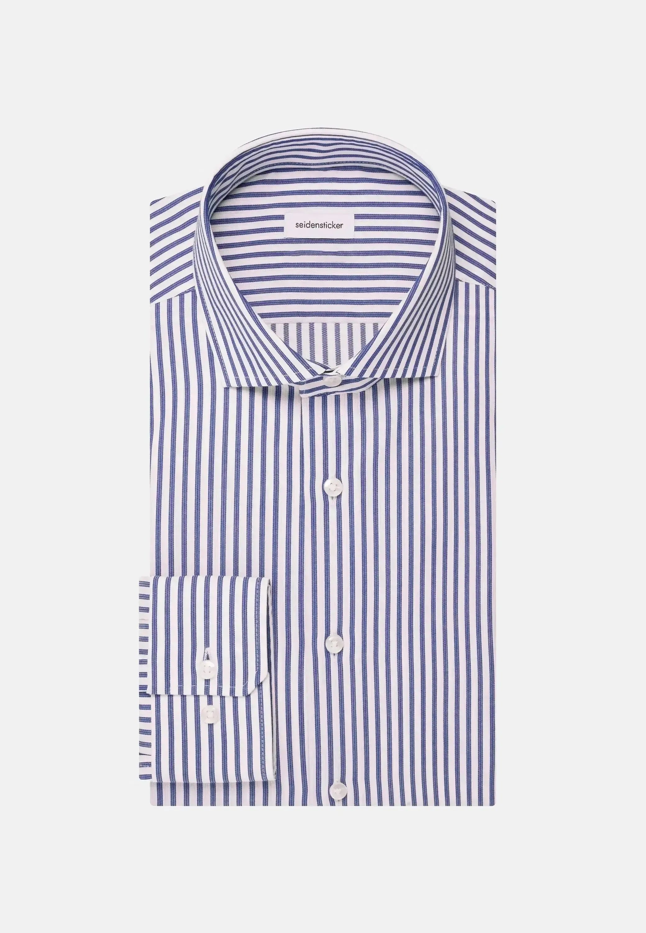 Seidensticker Mens Regular Fit No Iron Spread Kent Structured Stripe Business Shirt Mid Blue | Studio DOS