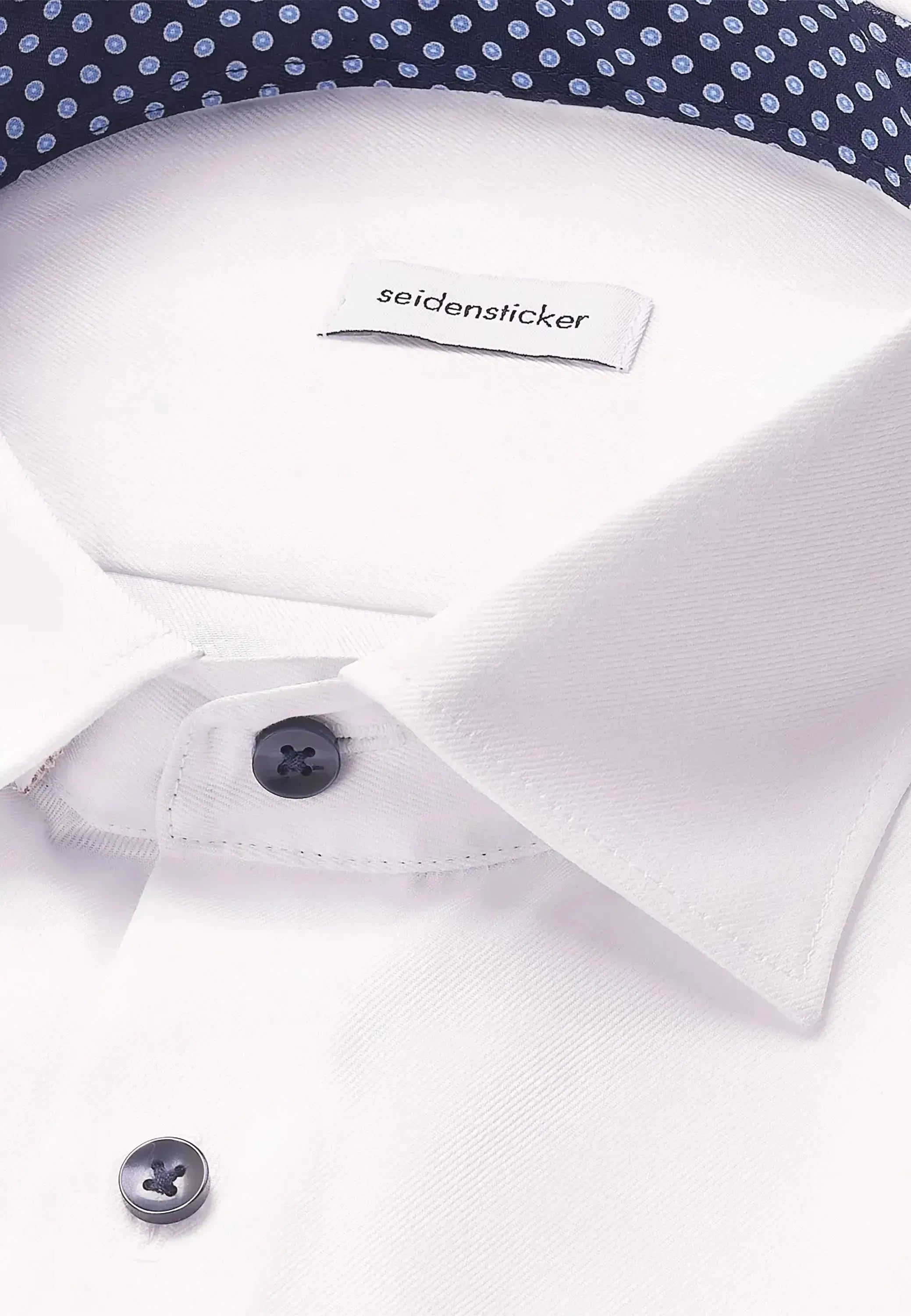 Seidensticker Mens Shaped Fit No Iron Contrast Kent Collar Business Shirt White | Studio DOS