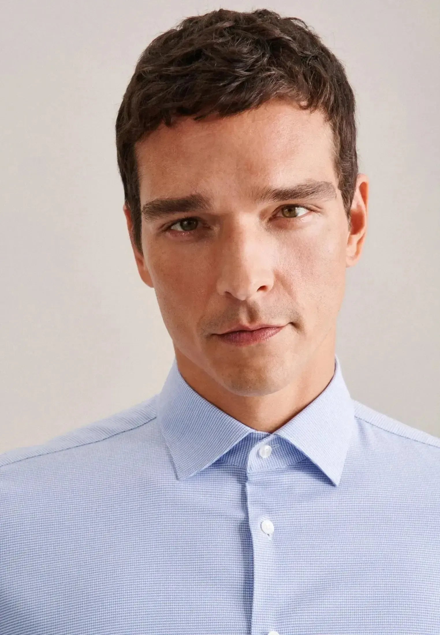 Seidensticker Mens Shaped Fit No Iron New Kent Structured Business Shirt Light Blue | Studio DOS