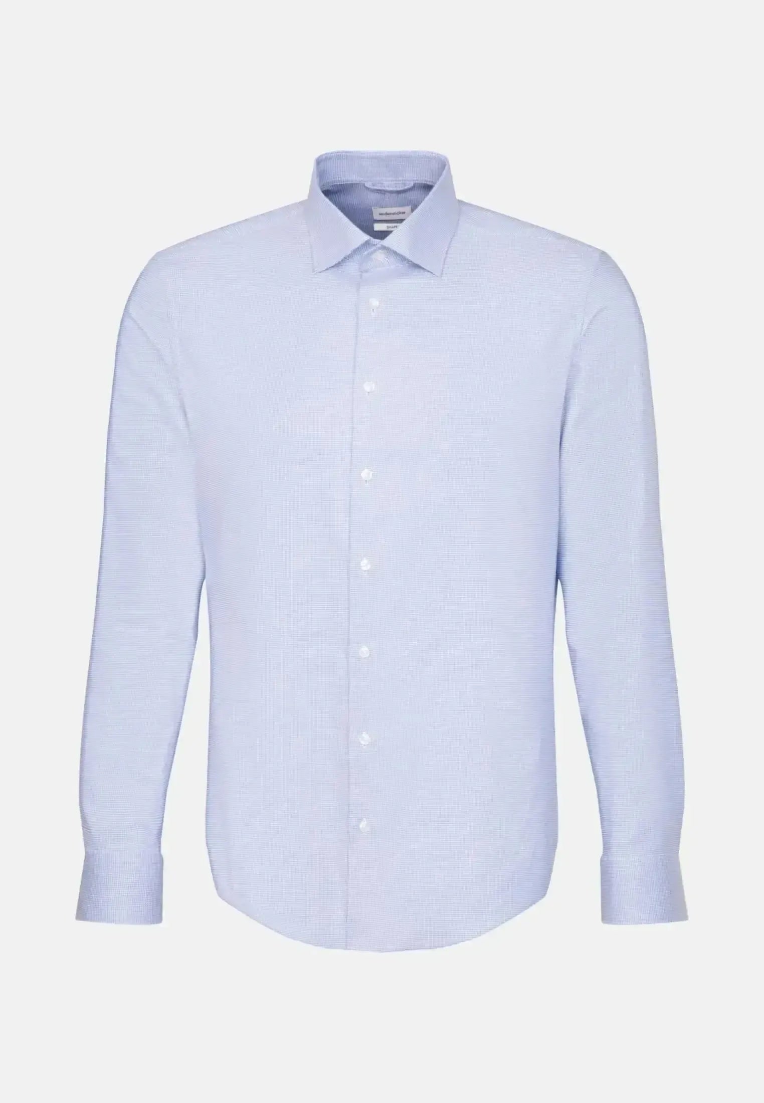 Seidensticker Mens Shaped Fit No Iron New Kent Structured Business Shirt Light Blue | Studio DOS
