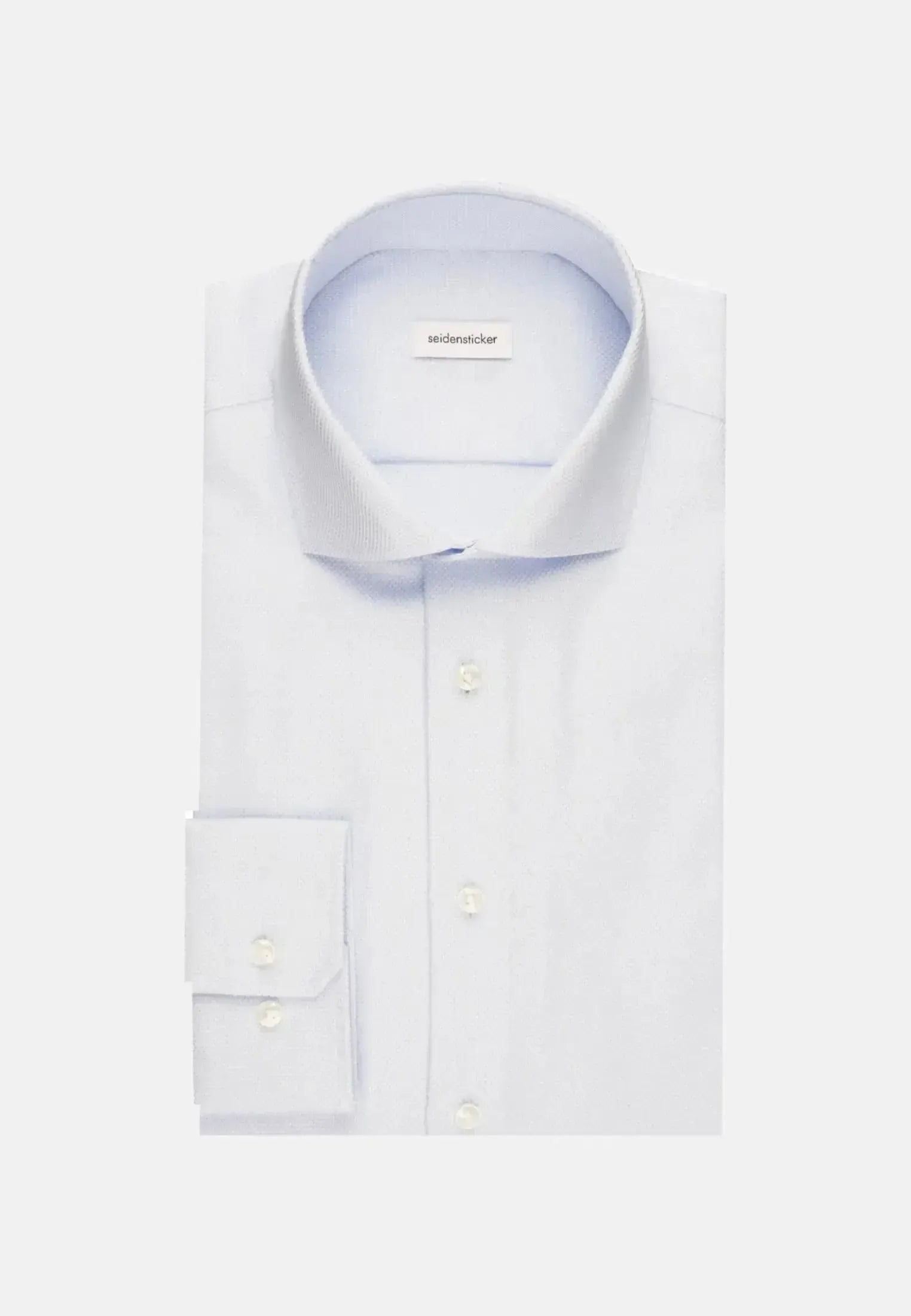 Seidensticker Mens Shaped Fit No Iron Spread Kent Structured Business Shirt Light Blue | Studio DOS