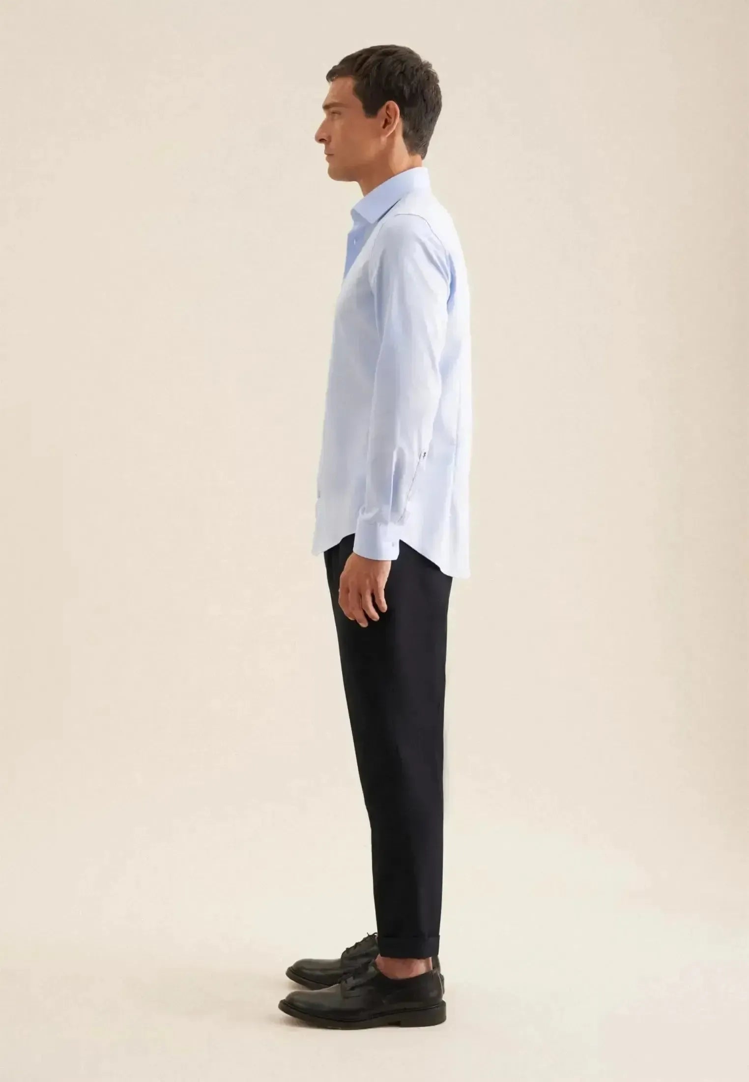 Seidensticker Mens Slim Fit Easy Iron Business Kent Contrast Patch Business Shirt Light Blue | Studio DOS