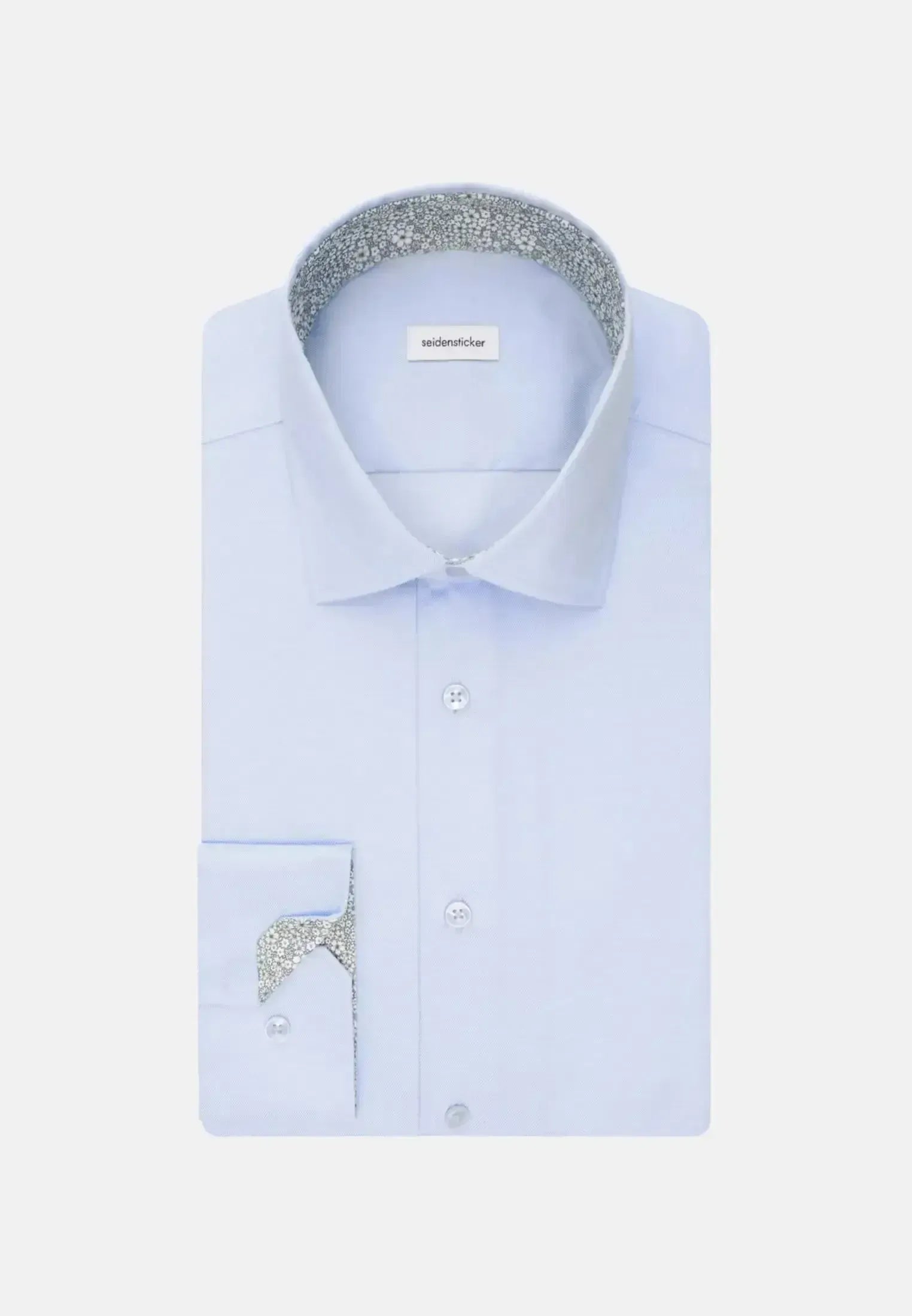 Seidensticker Mens Slim Fit Easy Iron Business Kent Contrast Patch Business Shirt Light Blue | Studio DOS