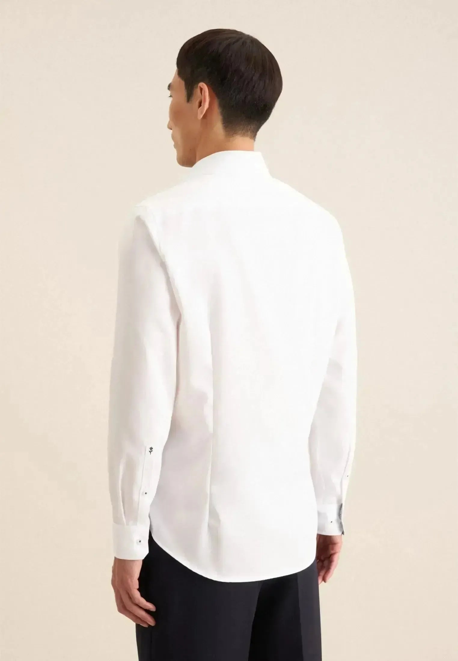 Seidensticker Mens Slim Fit Easy Iron Business Kent Contrast Patch Business Shirt White | Studio DOS