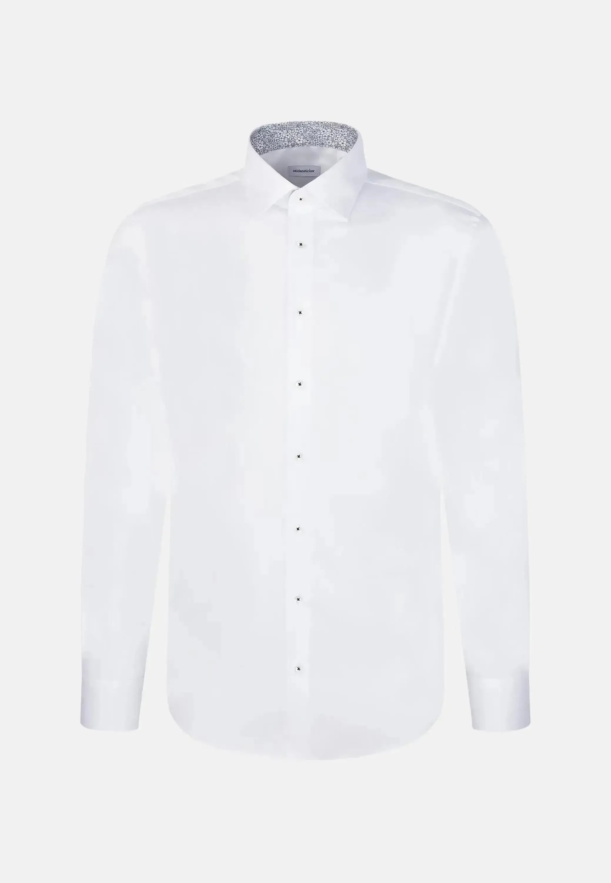 Seidensticker Mens Slim Fit Easy Iron Business Kent Contrast Patch Business Shirt White | Studio DOS
