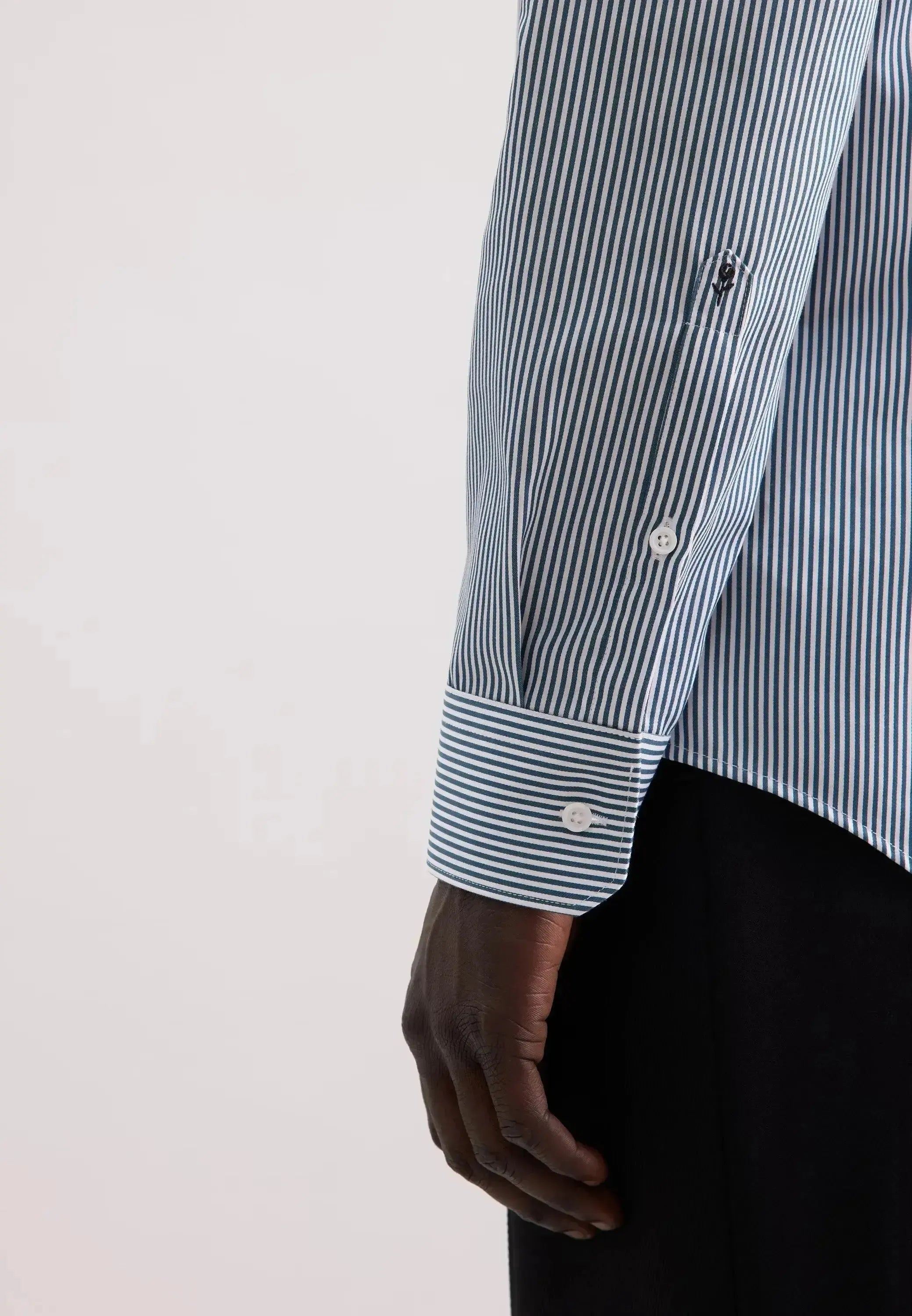 Seidensticker Mens Slim Fit Easy Iron New Kent Striped Business Shirt Dark Teal | Studio DOS