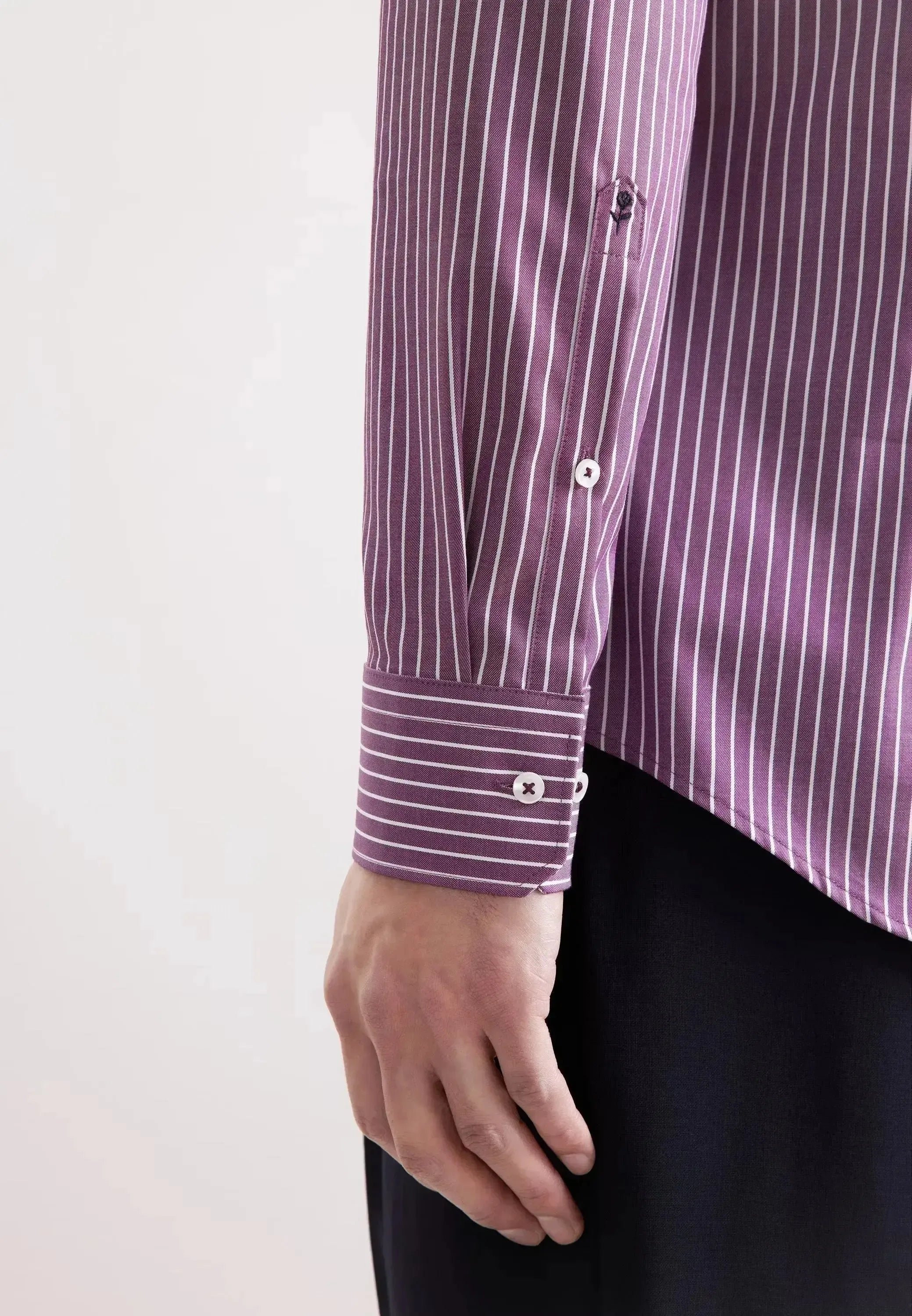 Seidensticker Mens Slim Fit No Iron New Kent Striped Business Shirt Lilac | Studio DOS