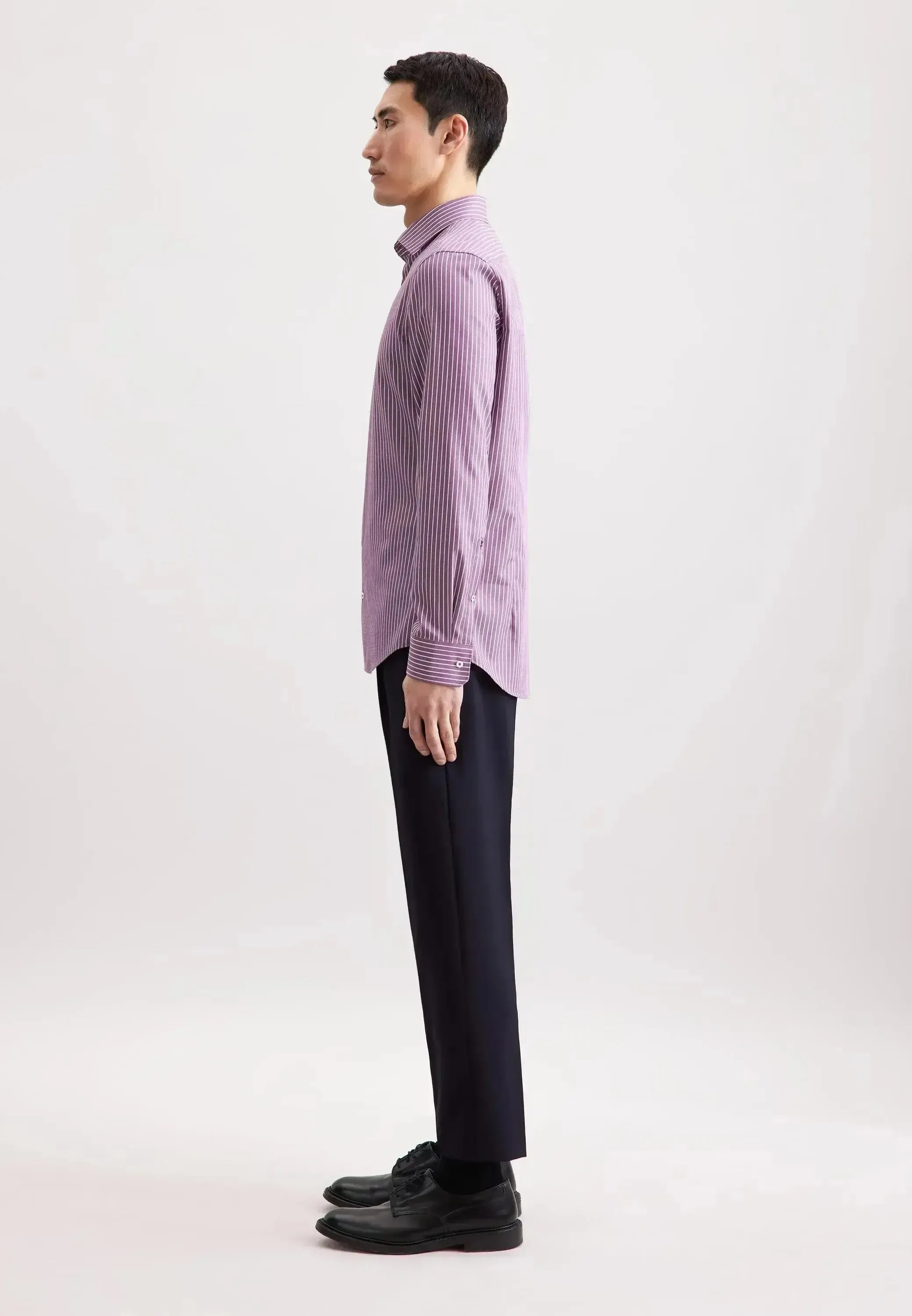 Seidensticker Mens Slim Fit No Iron New Kent Striped Business Shirt Lilac | Studio DOS