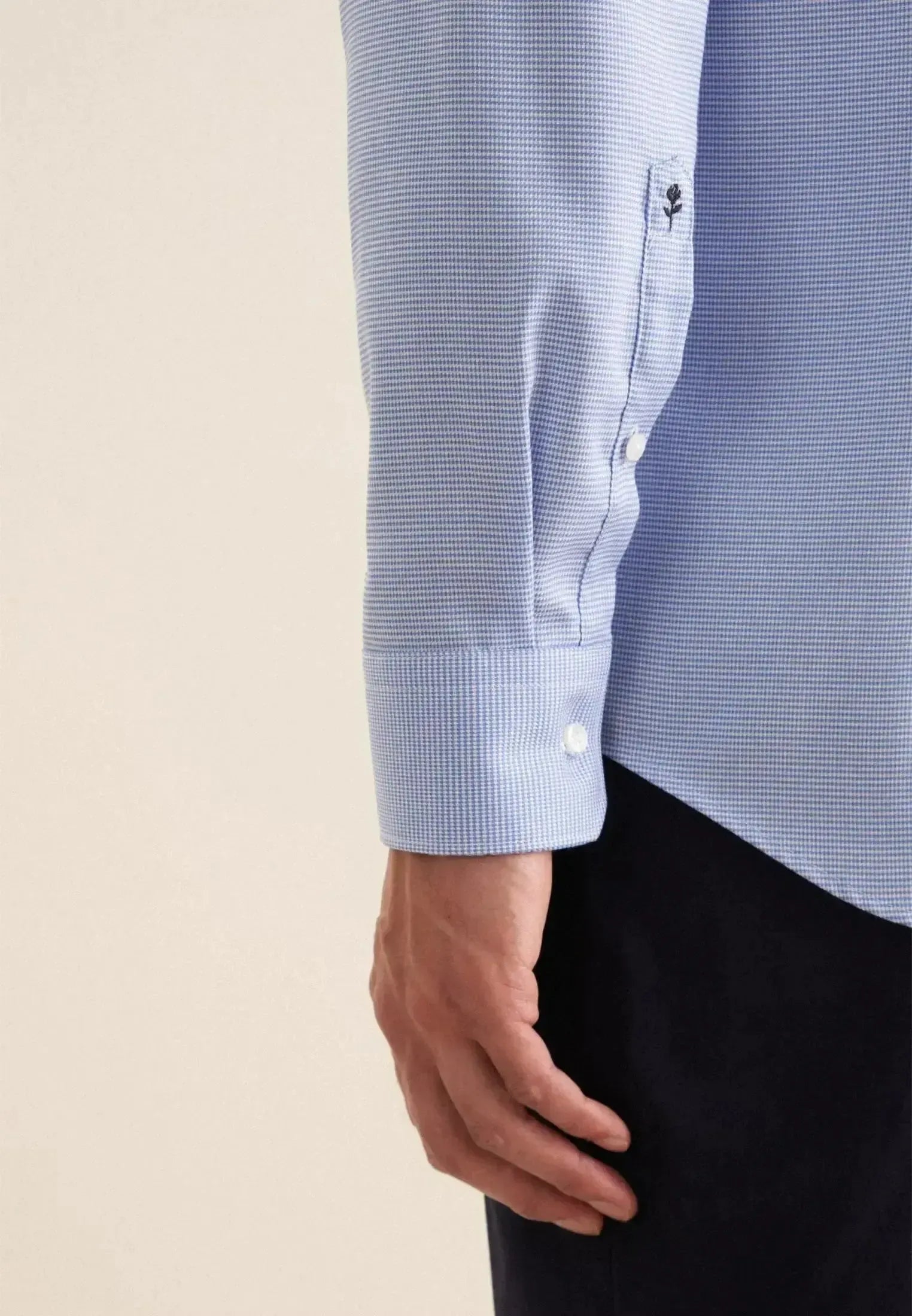Seidensticker Mens Slim Fit No Iron New Kent Structured Business Shirt Light Blue | Studio DOS