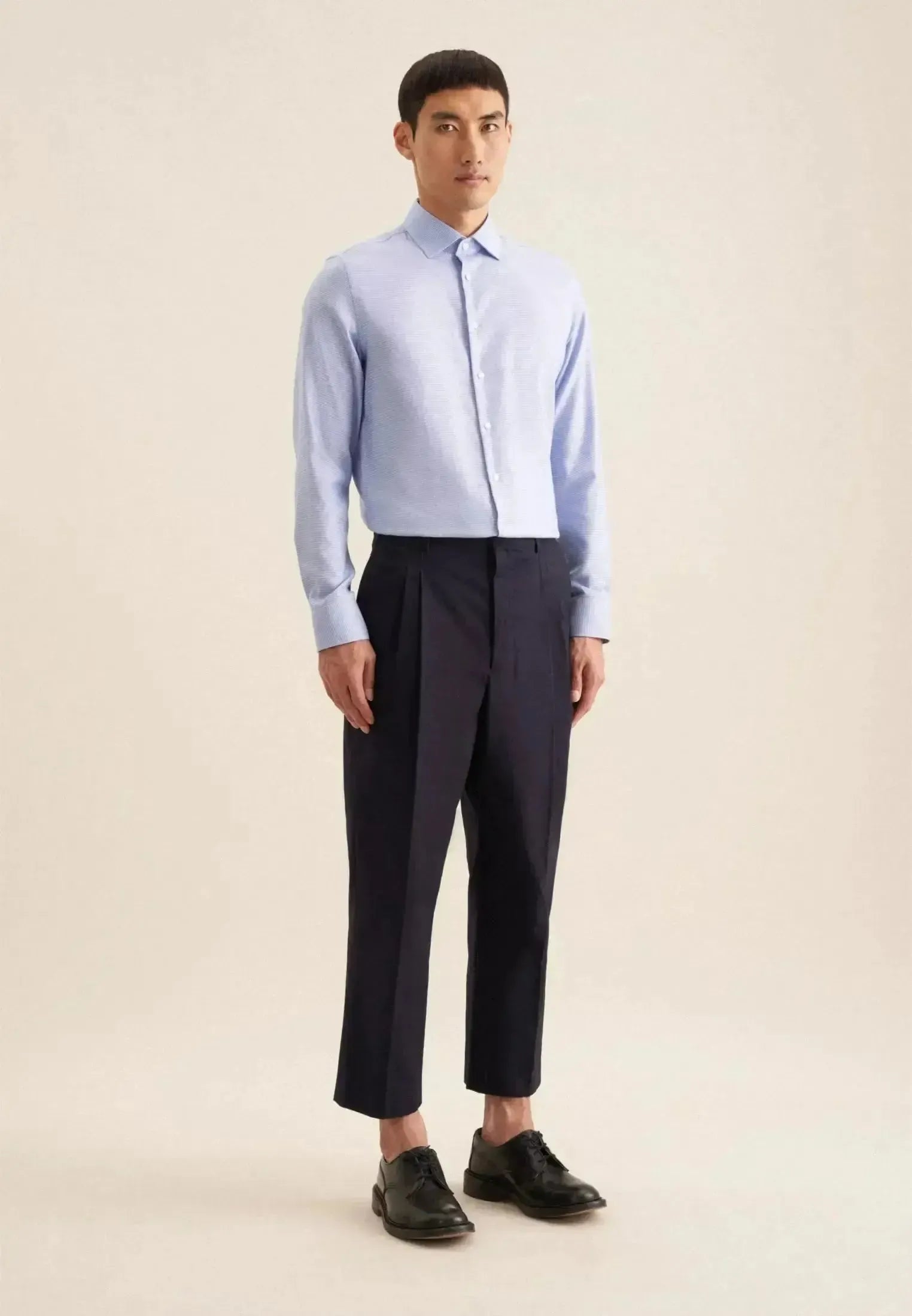 Seidensticker Mens Slim Fit No Iron New Kent Structured Business Shirt Light Blue | Studio DOS