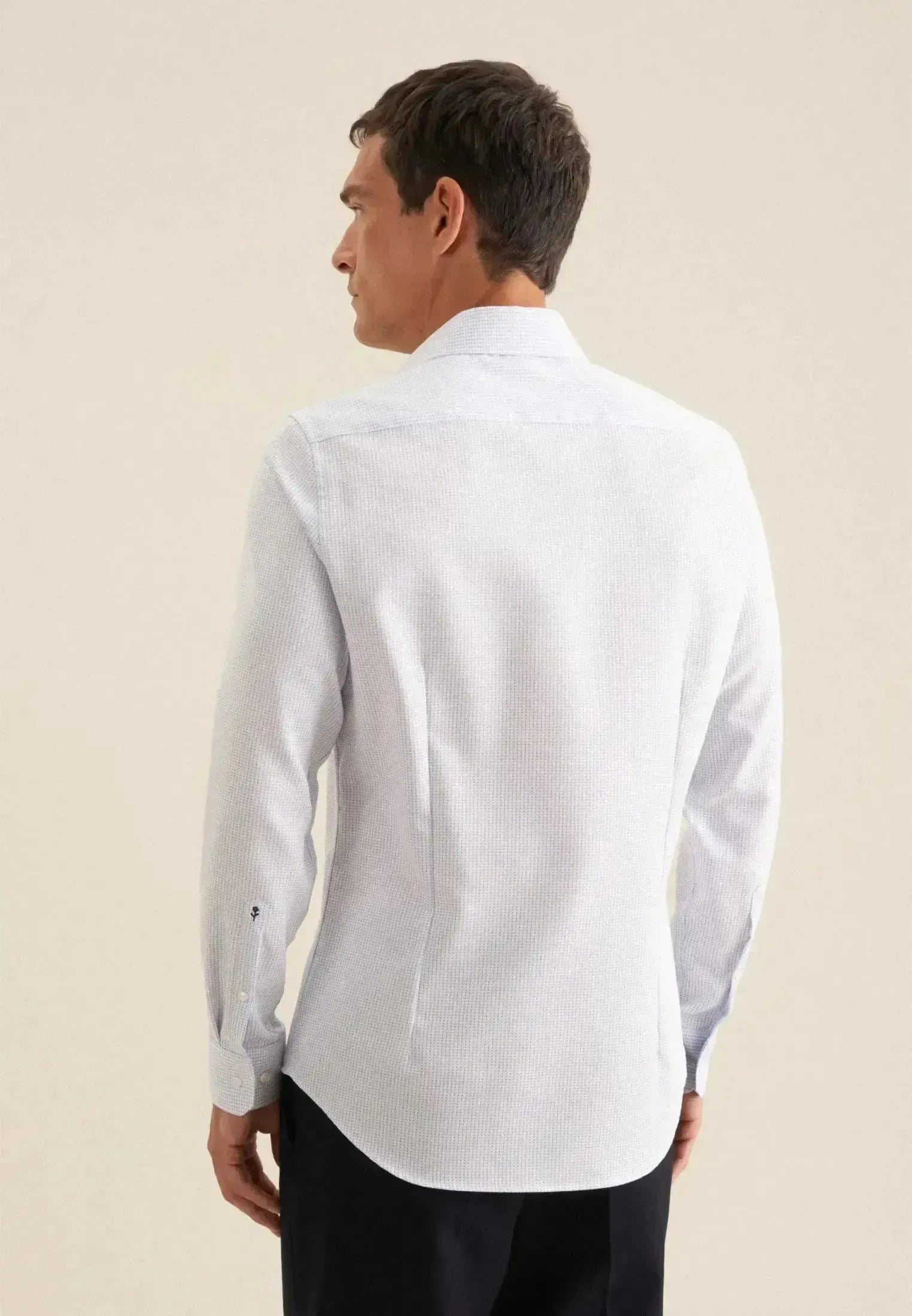 Seidensticker Mens Slim Fit No Iron Spread Kent Structured Pattern Business Shirt Light Blue | Studio DOS