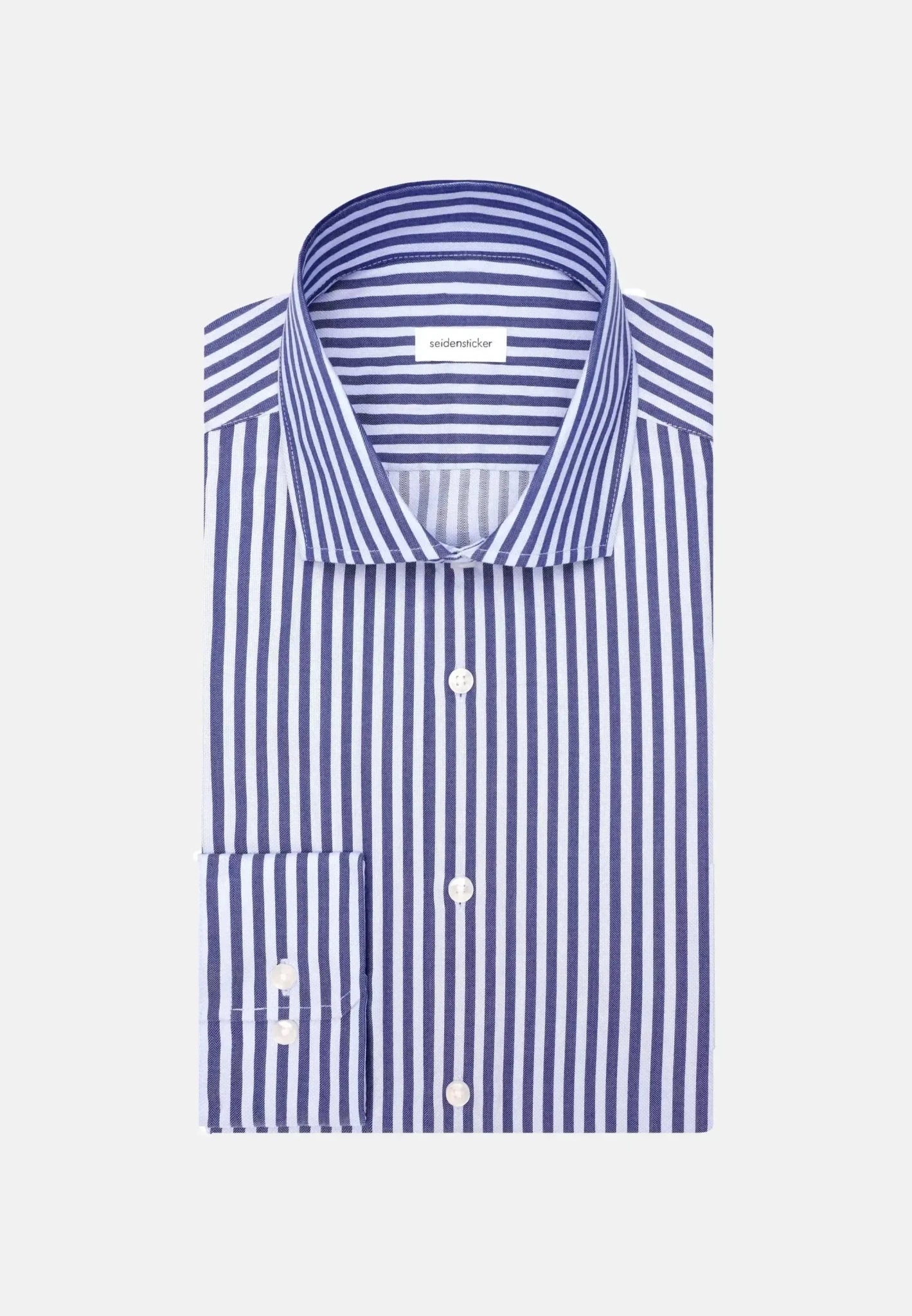 Seidensticker Regular Fit No Iron Spread Kent Structured Stripe Business Shirt Dark Blue | Studio DOS