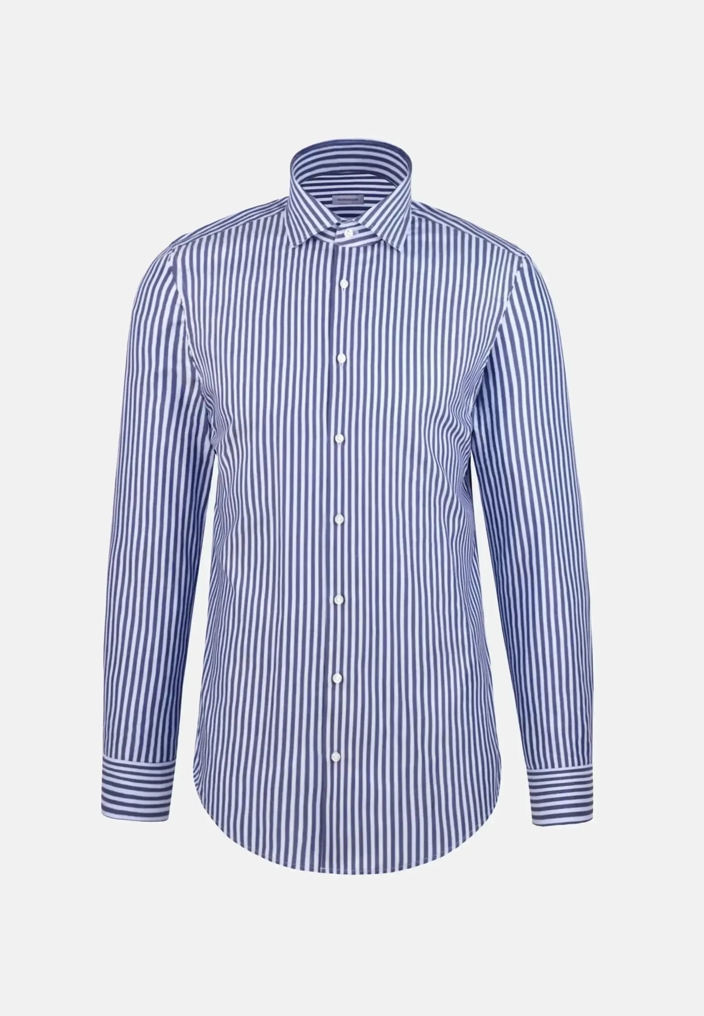 Seidensticker Regular Fit No Iron Spread Kent Structured Stripe Business Shirt Dark Blue | Studio DOS