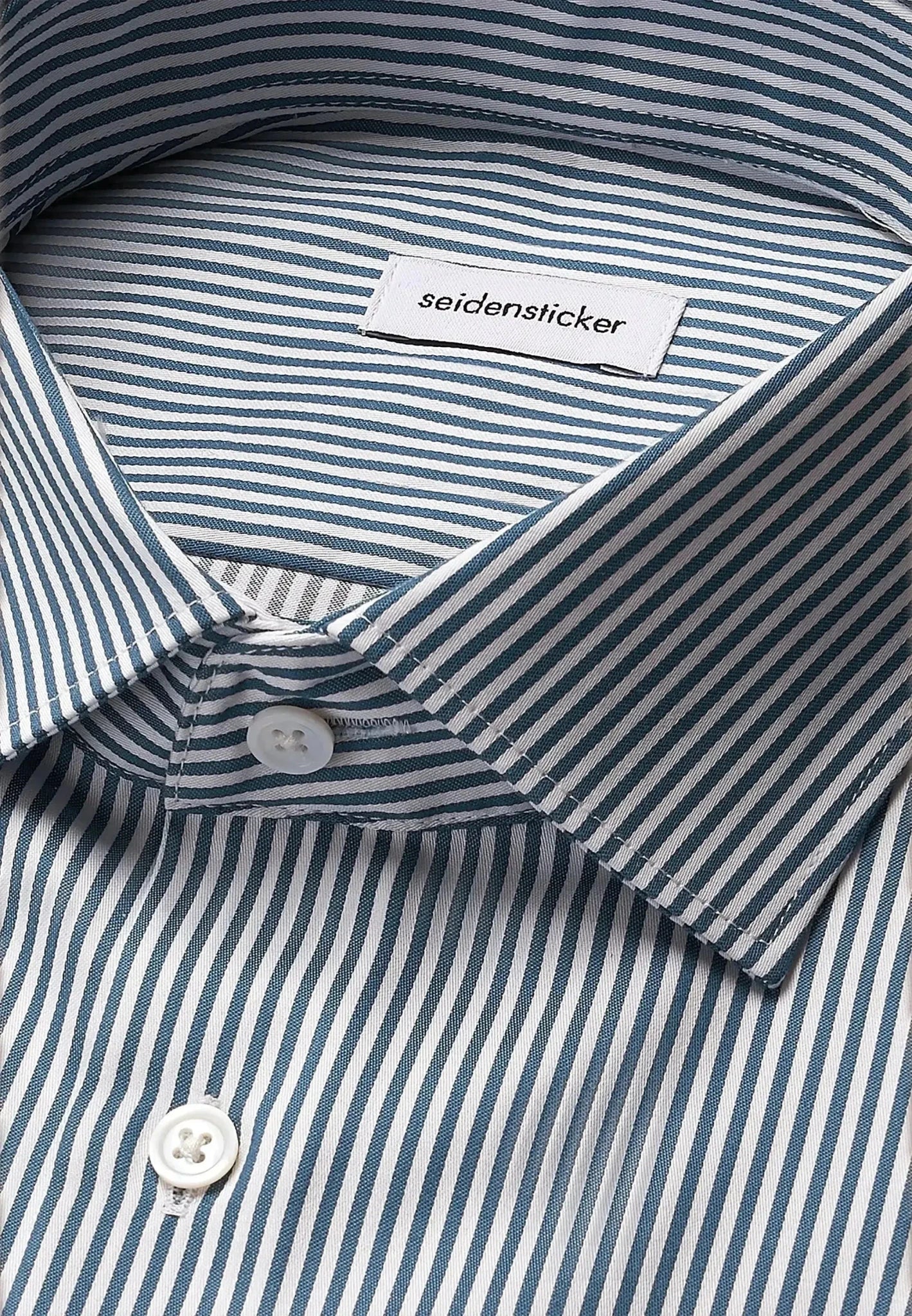 Seidensticker Shaped Fit Easy Iron New Kent Striped Business Shirt Dark Teal | Studio DOS