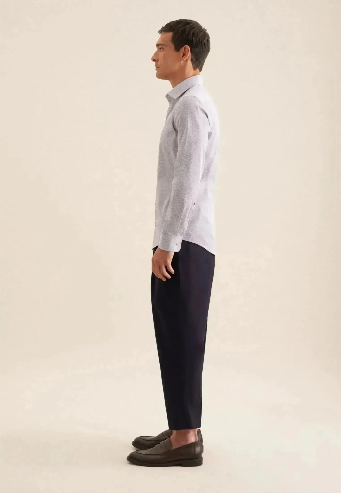 Seidensticker Slim Fit Business Kent Print Pattern Business Shirt Beige | Studio DOS
