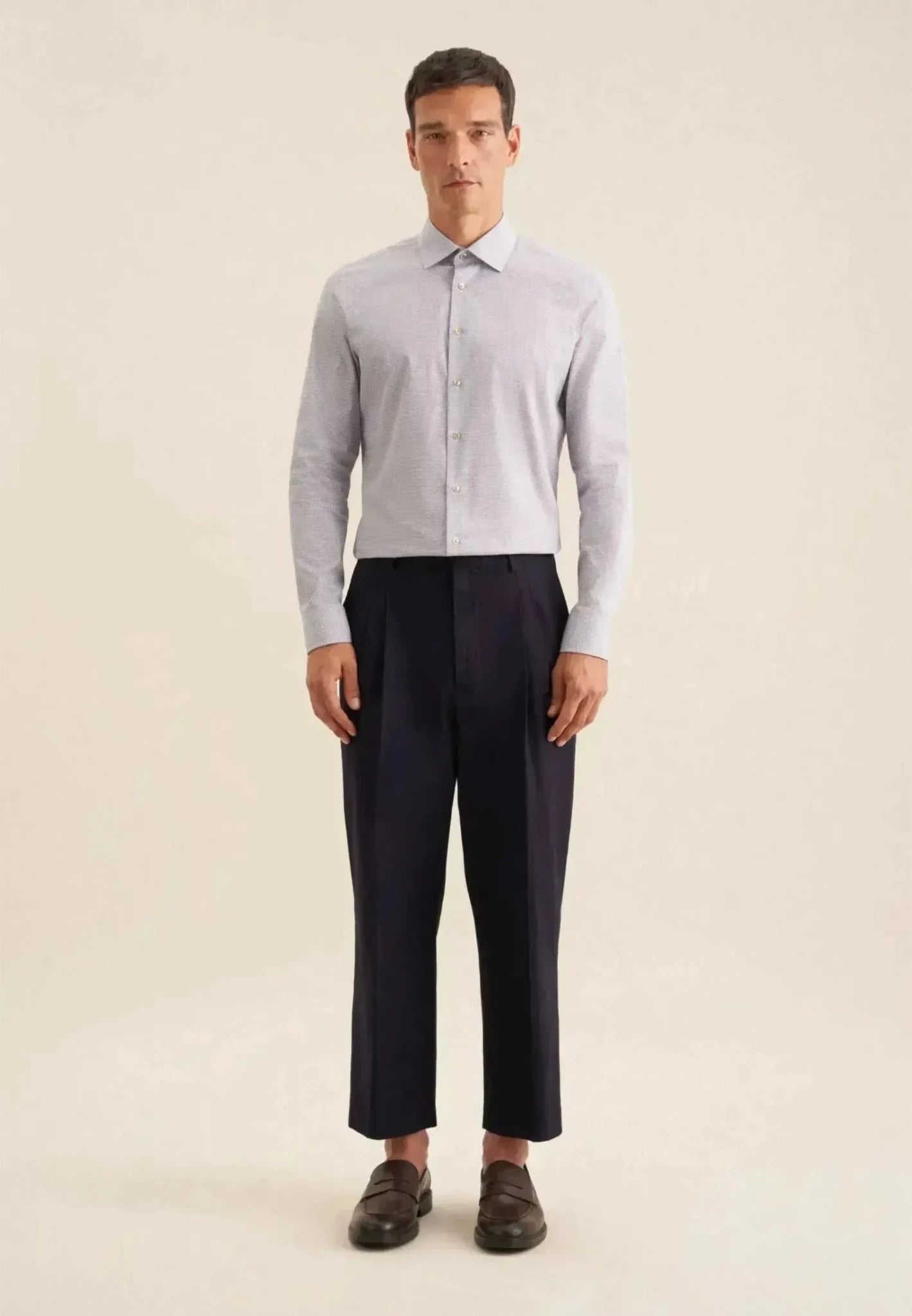 Seidensticker Slim Fit Business Kent Print Pattern Business Shirt Beige | Studio DOS