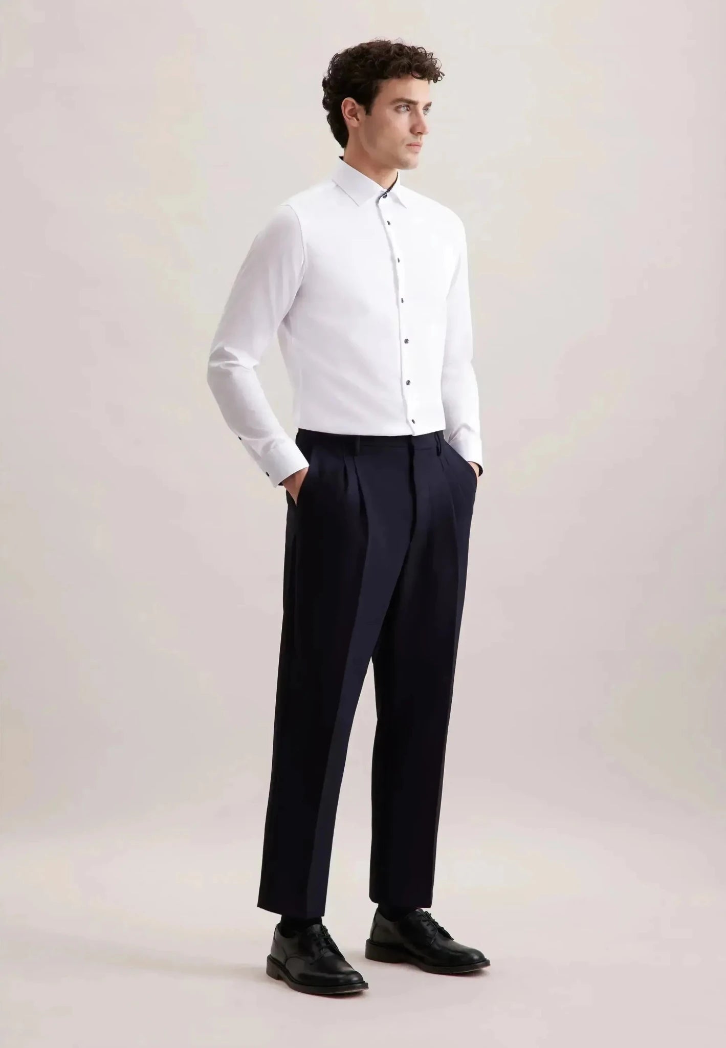 Seidensticker Slim Fit No Iron Contrast Kent Collar Business Shirt White | Studio DOS