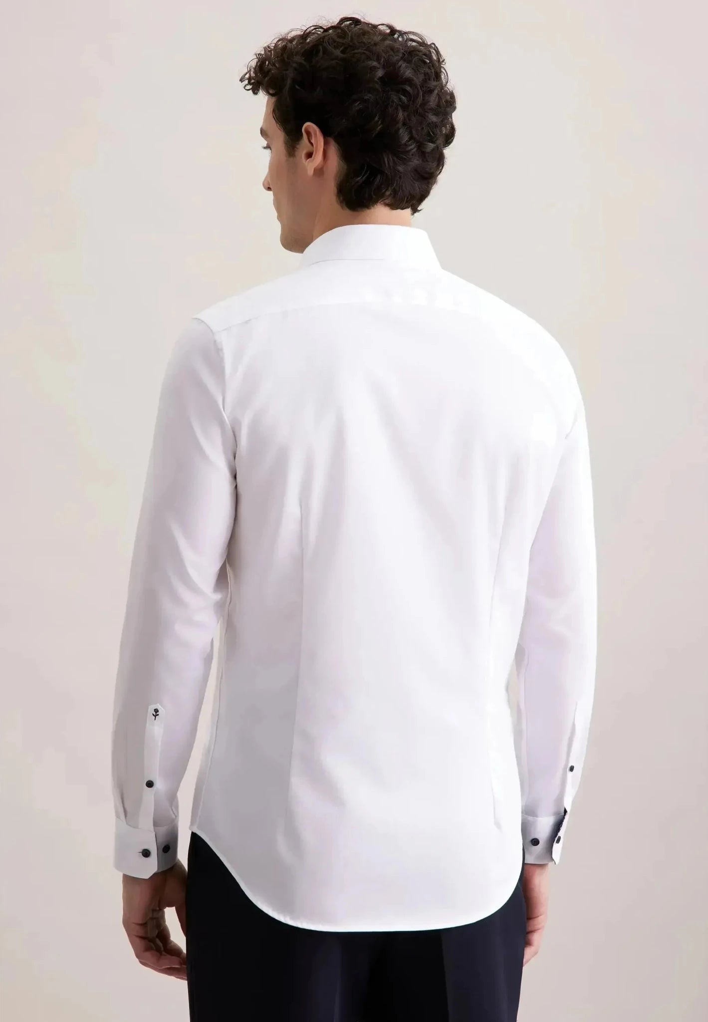 Seidensticker Slim Fit No Iron Contrast Kent Collar Business Shirt White | Studio DOS