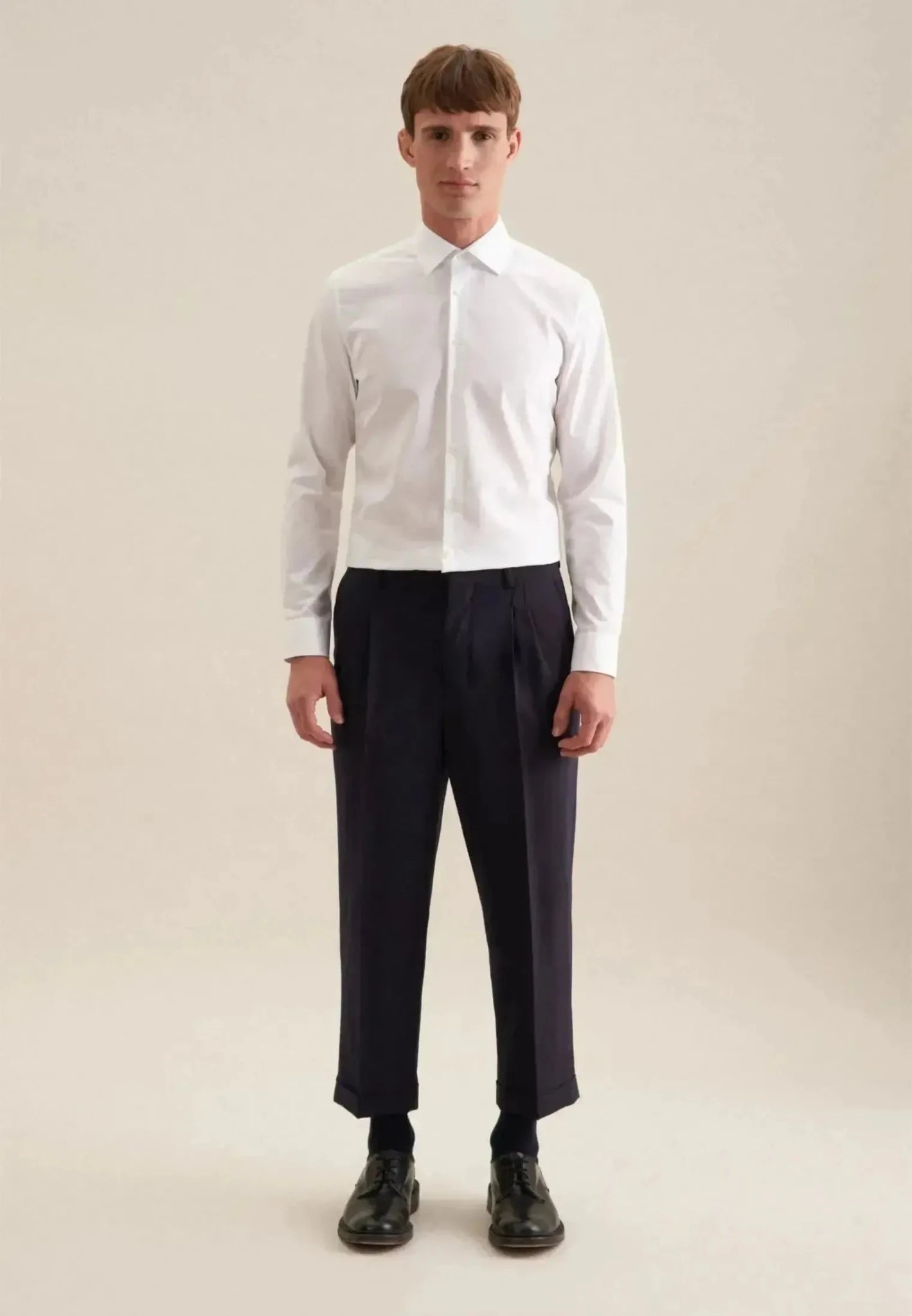 Seidensticker Slim Fit No Iron Kent Collar Business Shirt White | Studio DOS
