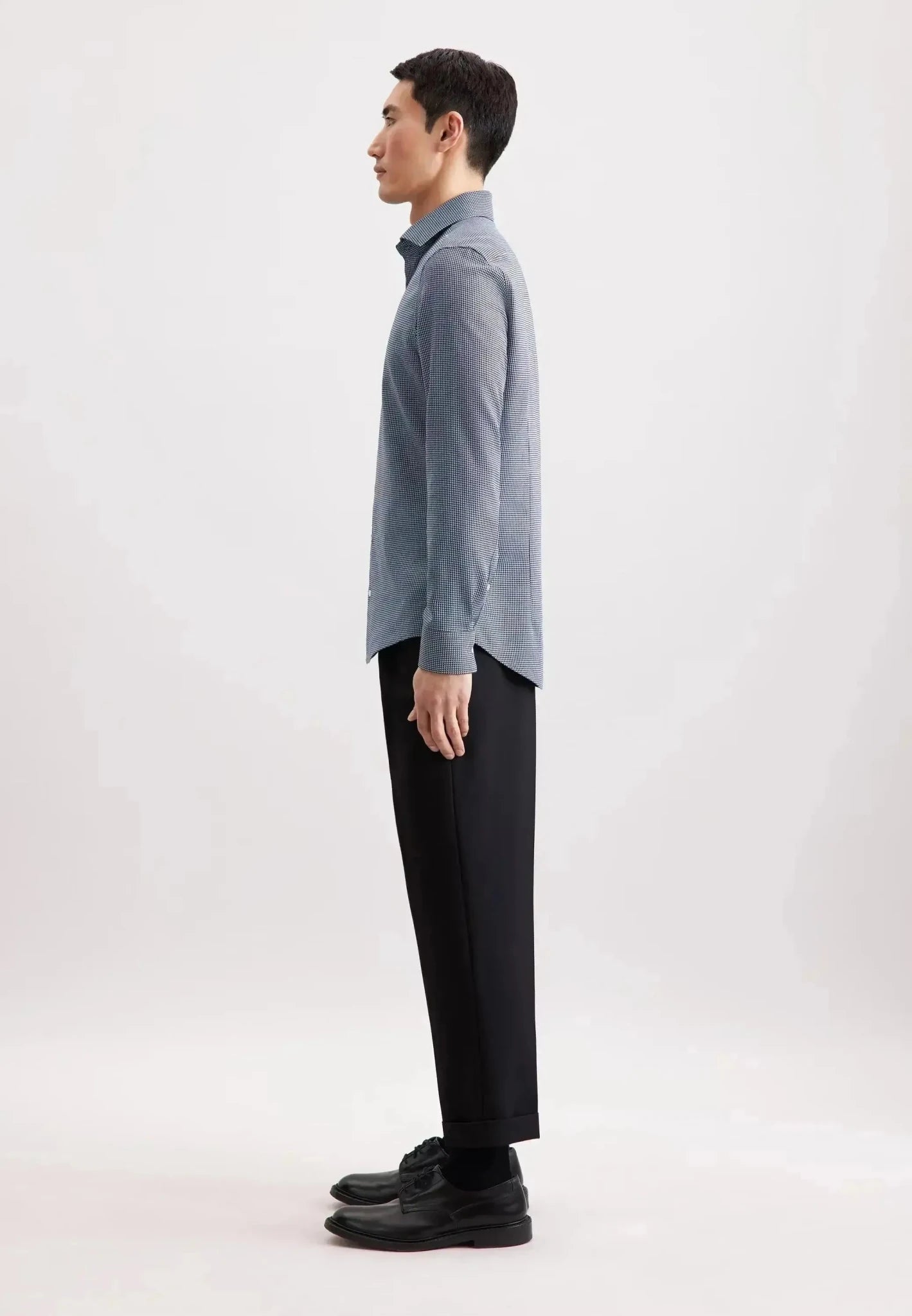 Seidensticker Slim Fit No Iron Spread Kent Pepita Business Shirt Dark Blue | Studio DOS