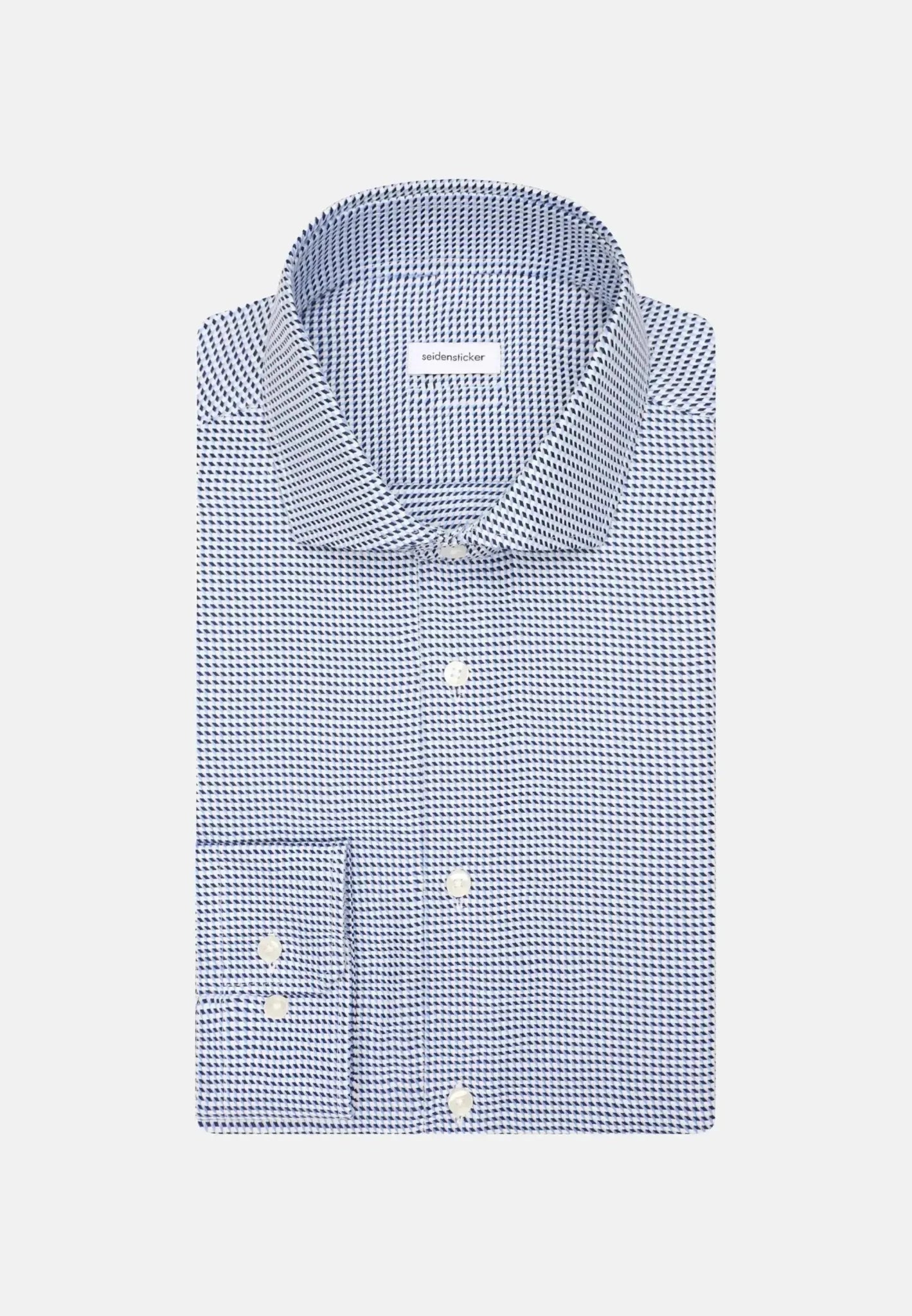 Seidensticker Slim Fit No Iron Spread Kent Pepita Business Shirt Mid Blue | Studio DOS