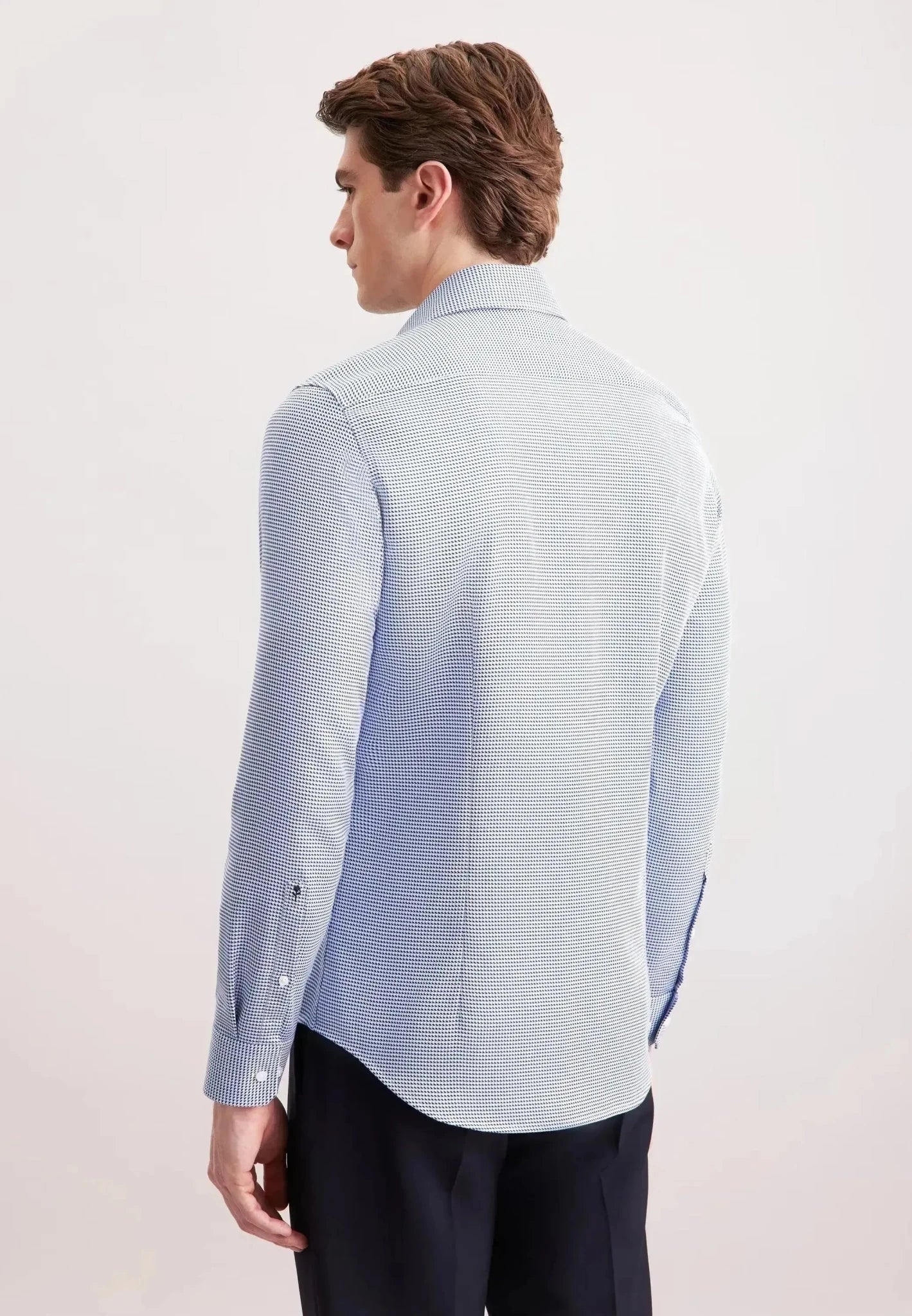 Seidensticker Slim Fit No Iron Spread Kent Pepita Business Shirt Mid Blue | Studio DOS