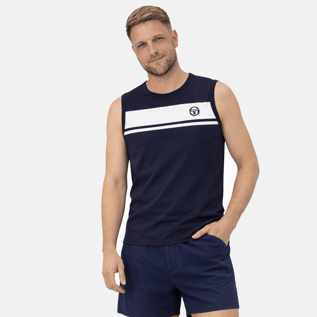 Sergio Tacchini Damarindo Vest Maritime Blue/White | Studio DOS