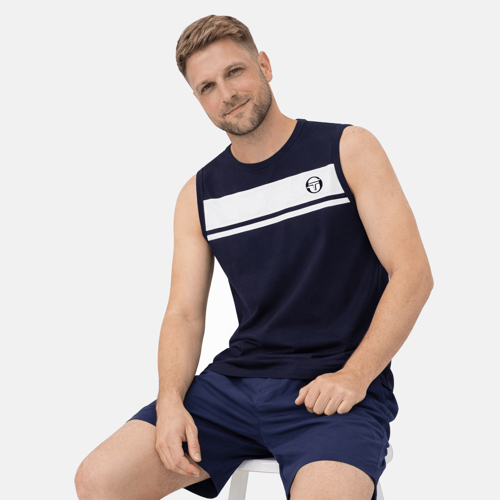 Sergio Tacchini Damarindo Vest Maritime Blue/White | Studio DOS