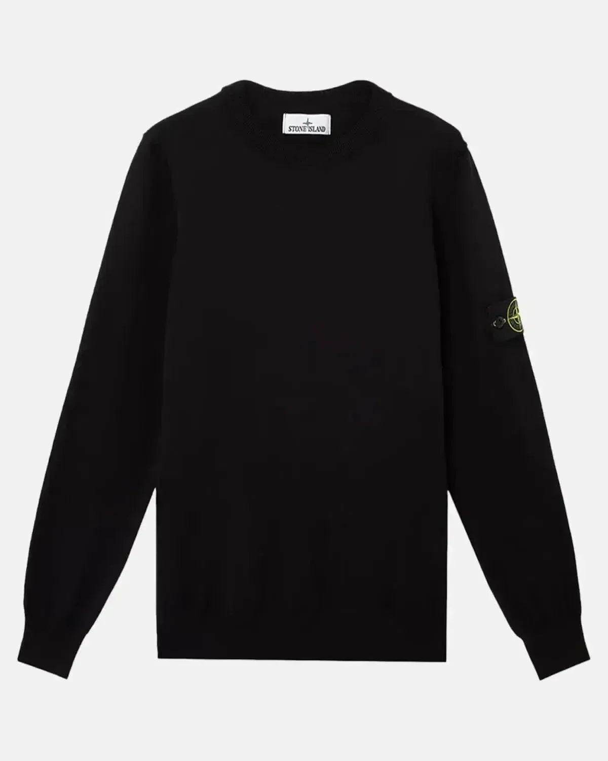 STONE ISLAND 5100053 SOFT ORGANIC COTTON CREWNECK KNIT BLACK | Studio DOS