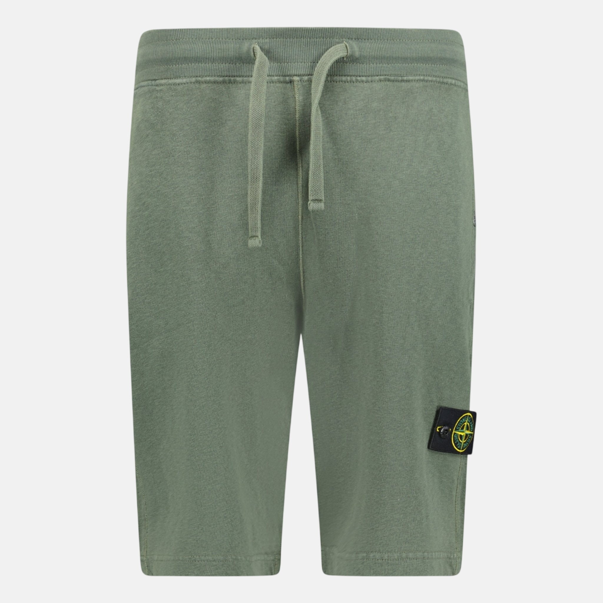 Stone Island Badge Bermuda Sweat Shorts Musk Green | Studio DOS