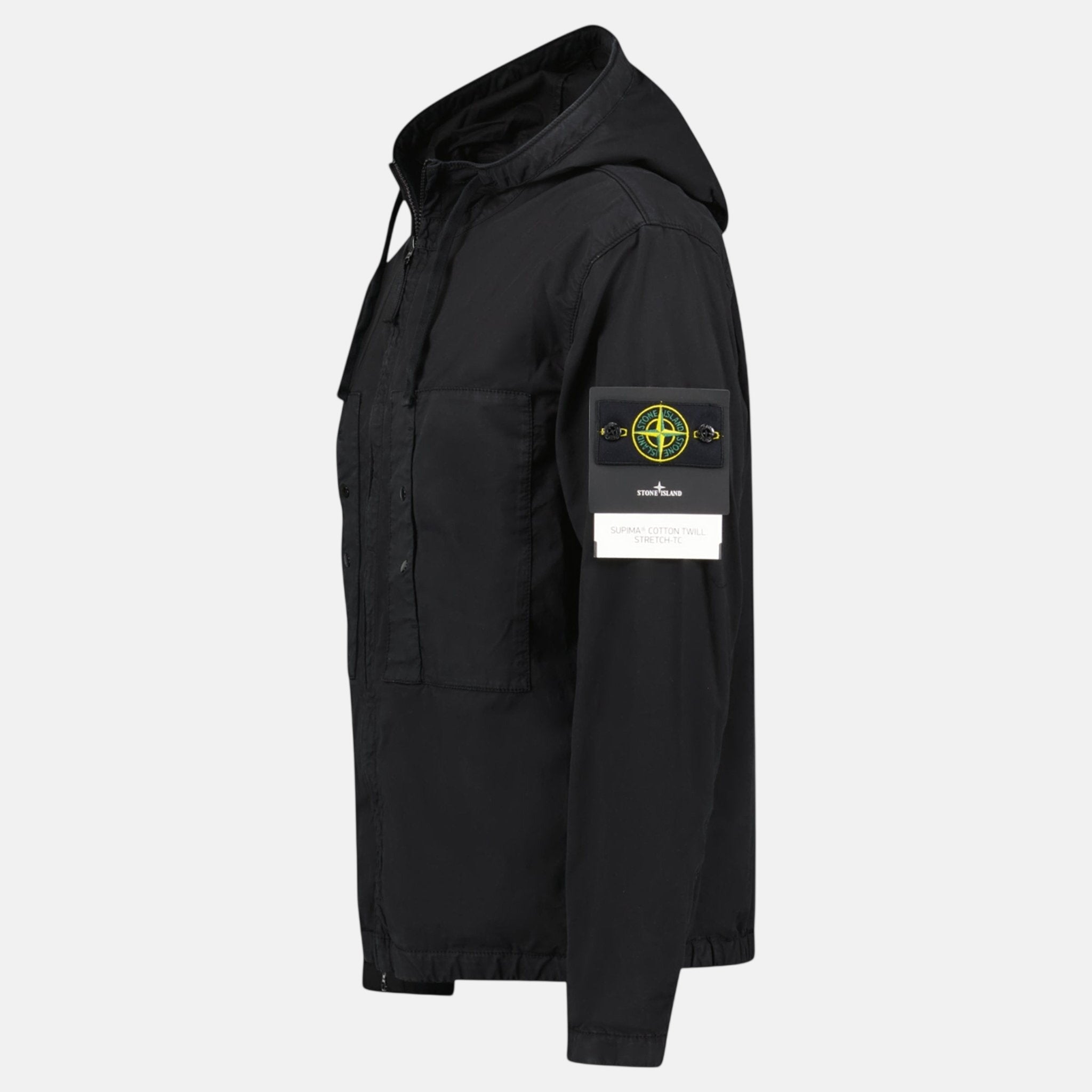 Stone Island Chest Pocket Hooded Jacket Black | Studio DOS