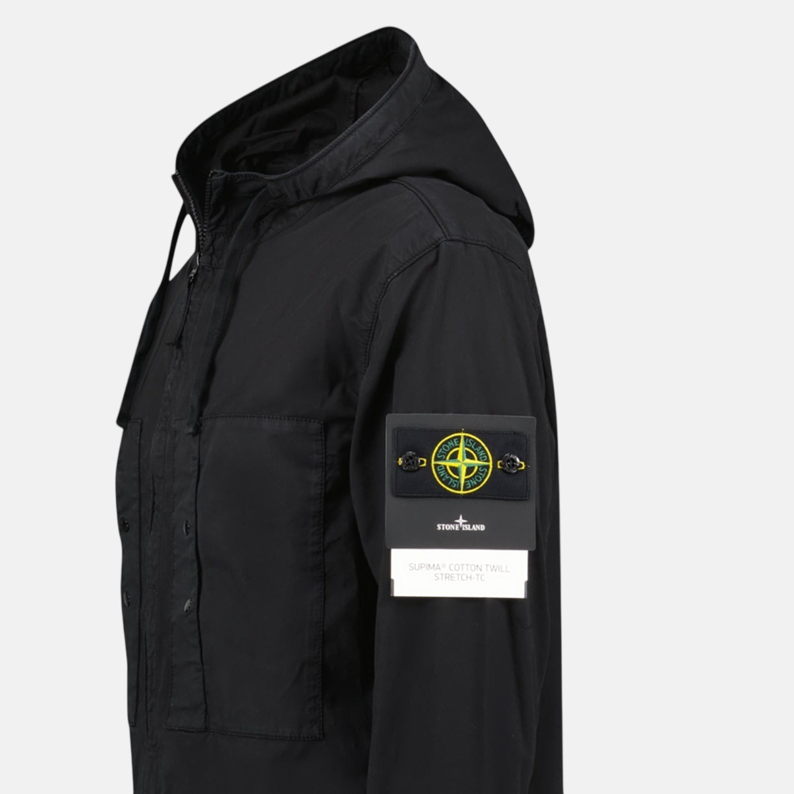 Stone Island Chest Pocket Hooded Jacket Black | Studio DOS
