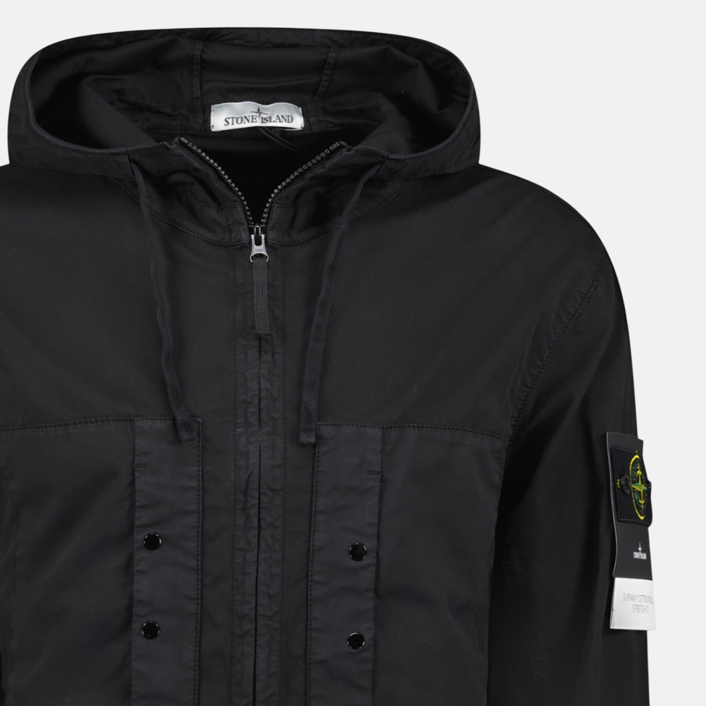 Stone Island Chest Pocket Hooded Jacket Black | Studio DOS