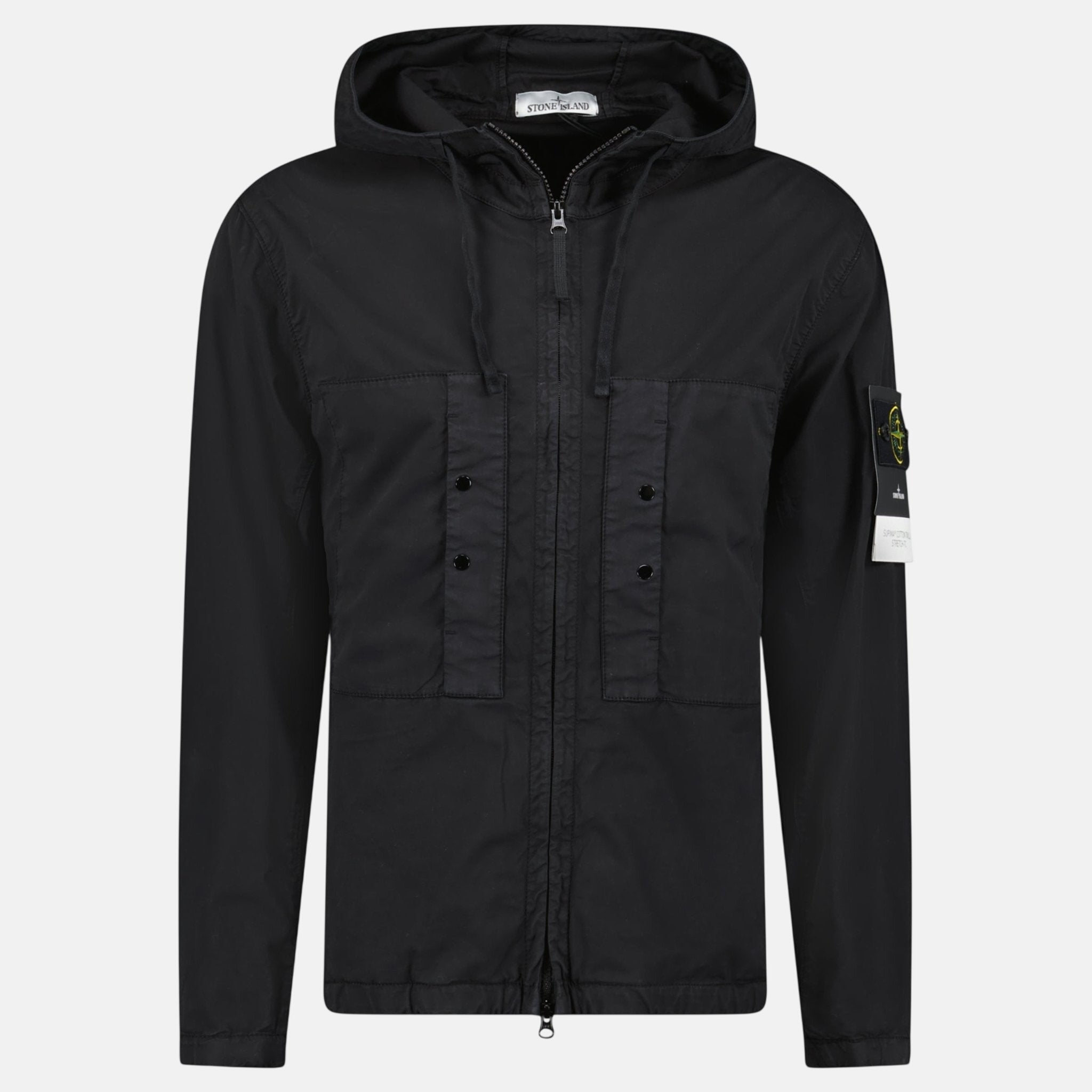Stone Island Chest Pocket Hooded Jacket Black | Studio DOS