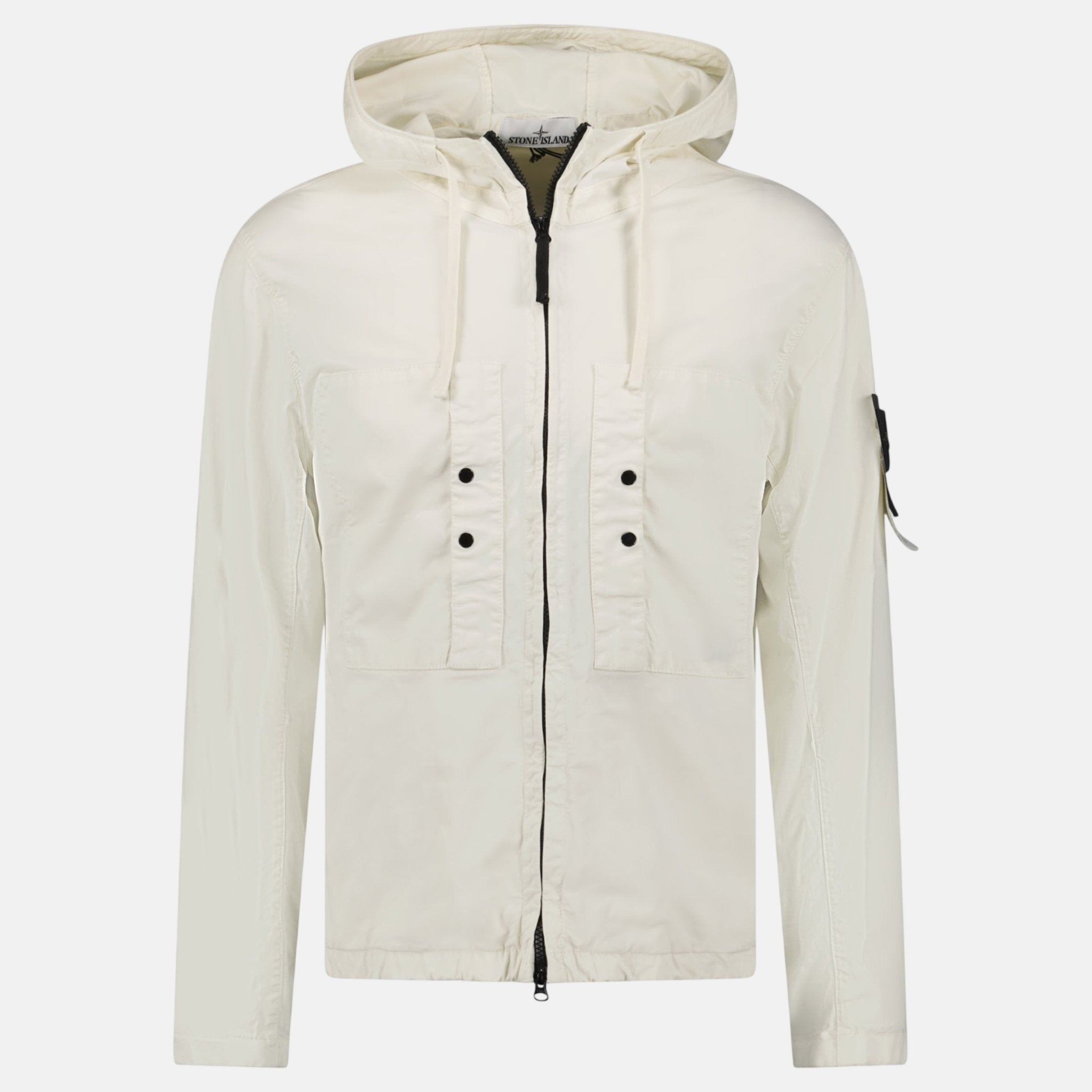 Stone Island Chest Pocket Hooded Jacket Ivory | Studio DOS
