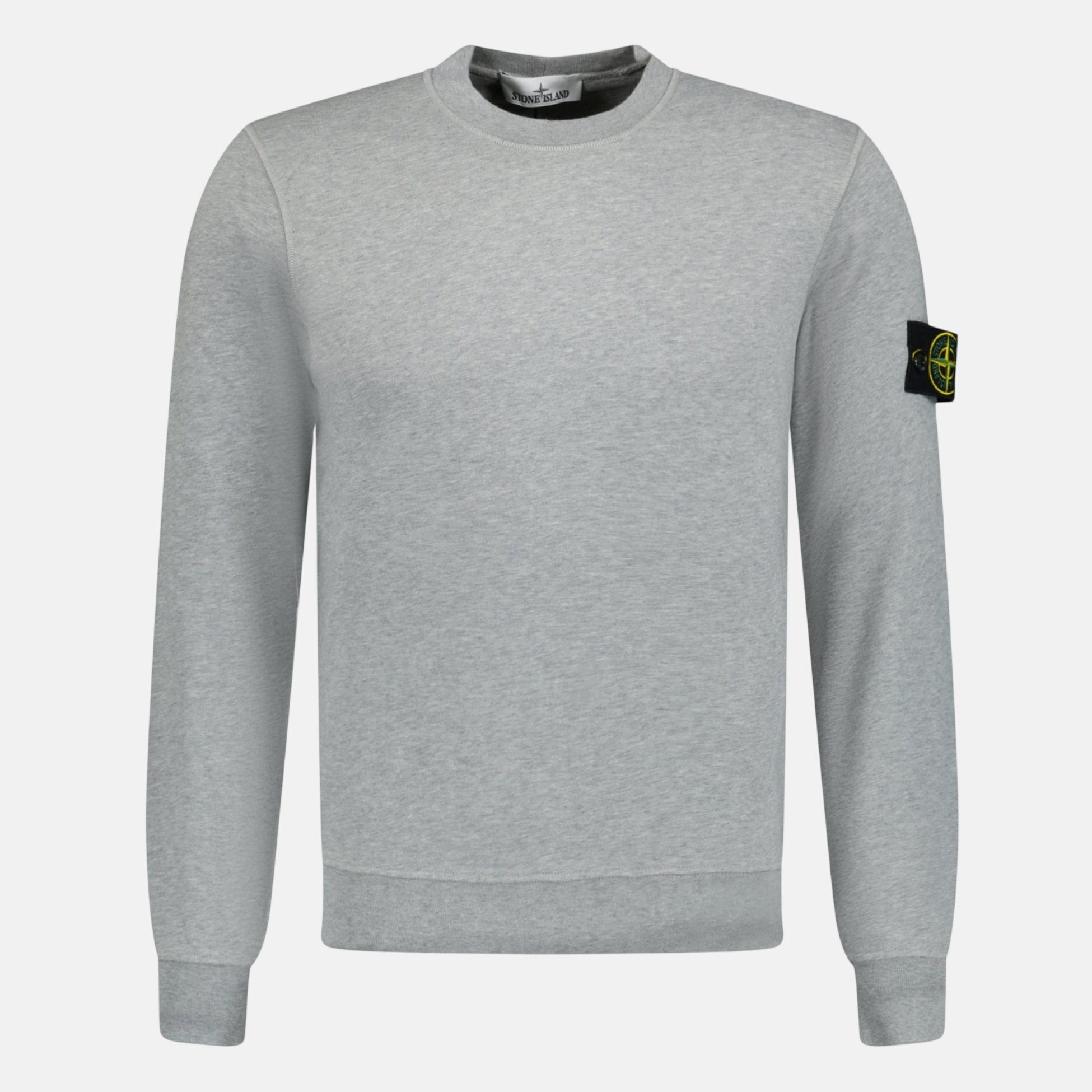 Stone Island Compass Badge Organic Cotton Crewneck Sweatshirt Grey | Studio DOS