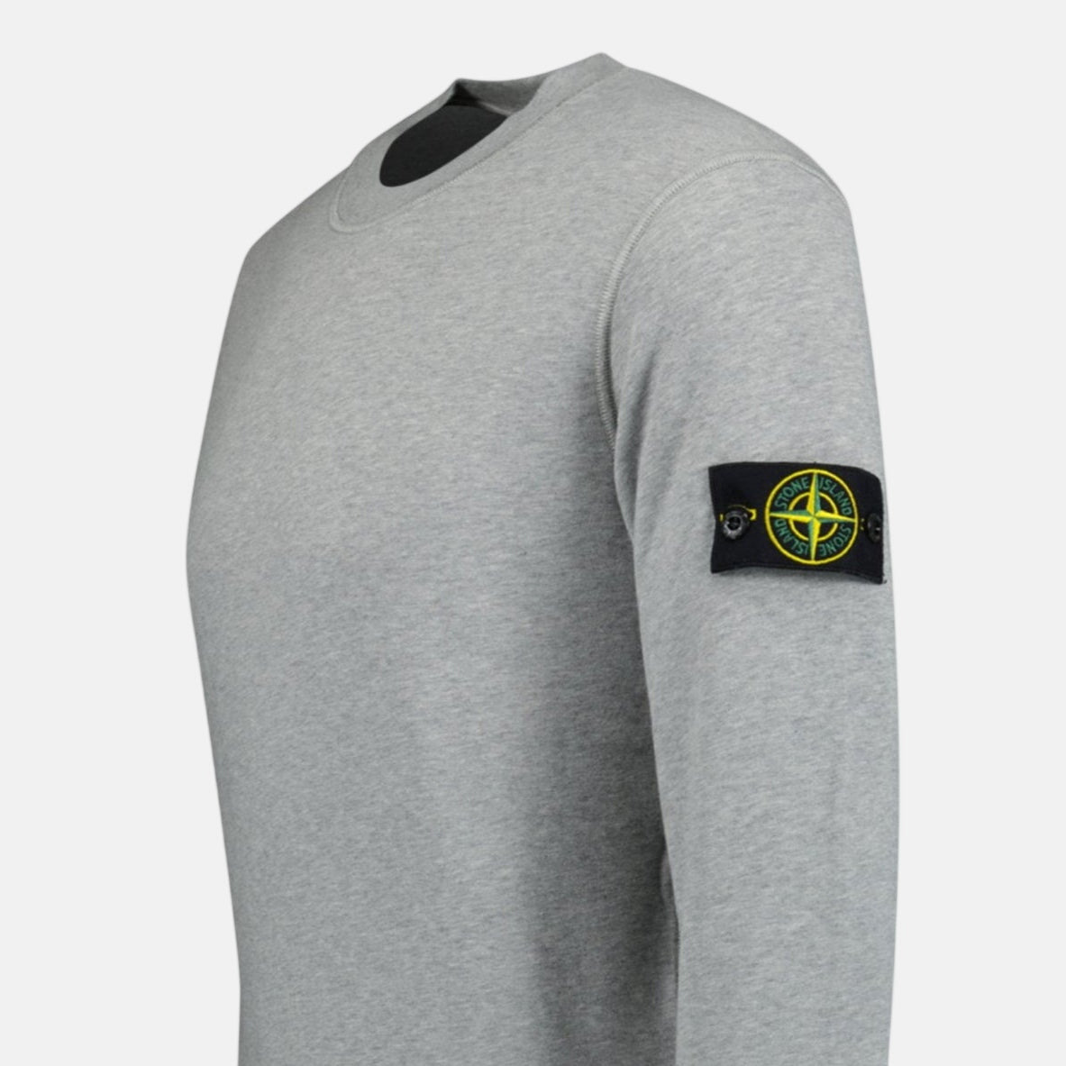 Stone Island Compass Badge Organic Cotton Crewneck Sweatshirt Grey | Studio DOS