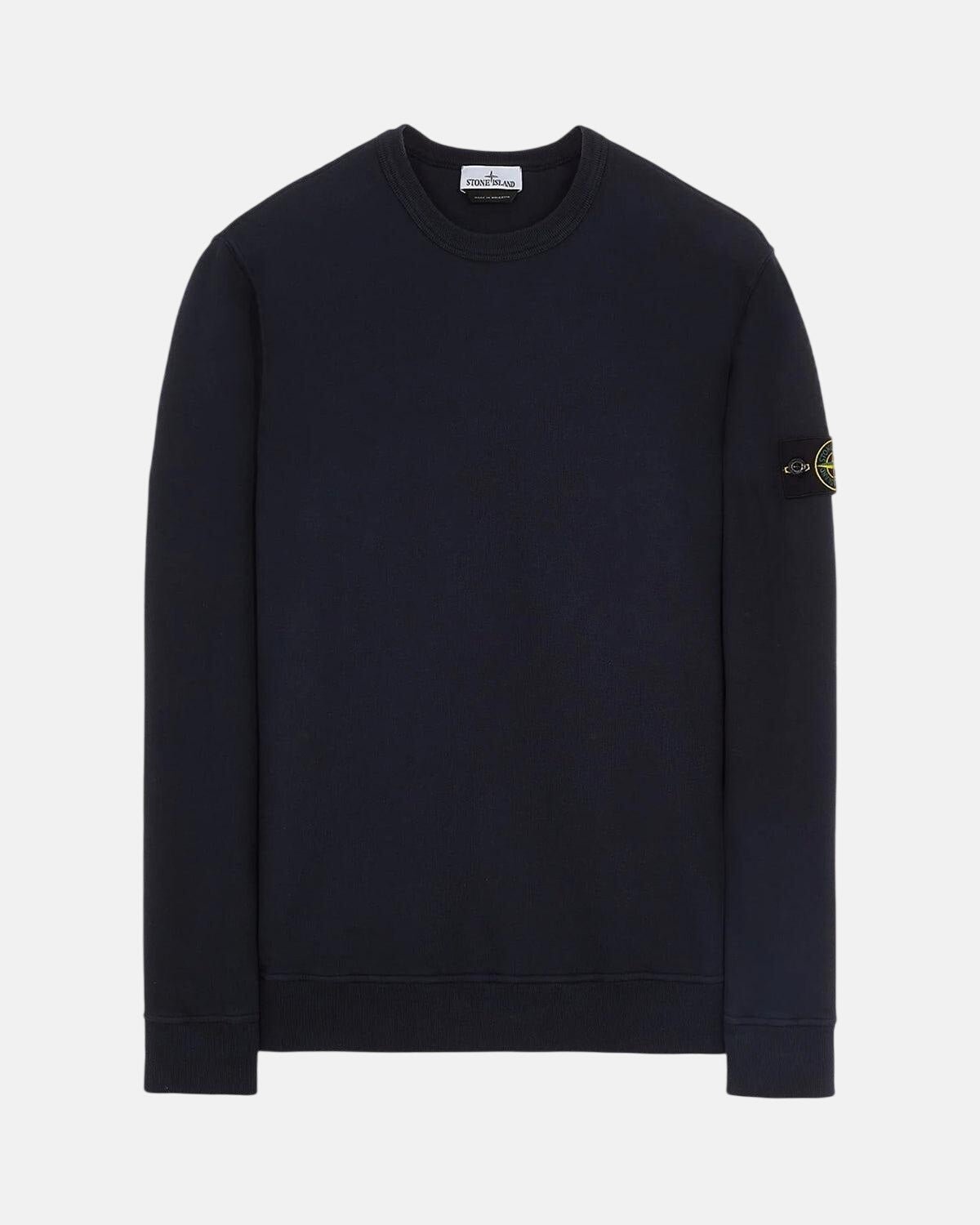 STONE ISLAND COTTON FLEECE SWEATSHIRT NAVY BLUE | Studio DOS