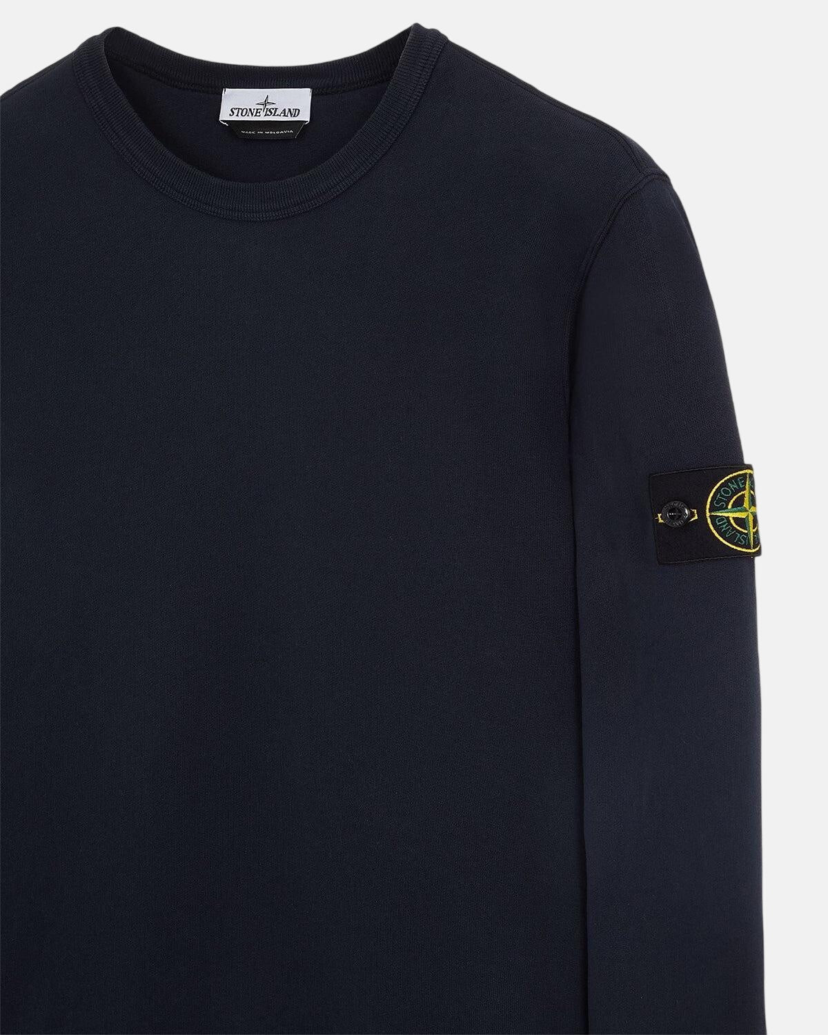 STONE ISLAND COTTON FLEECE SWEATSHIRT NAVY BLUE | Studio DOS