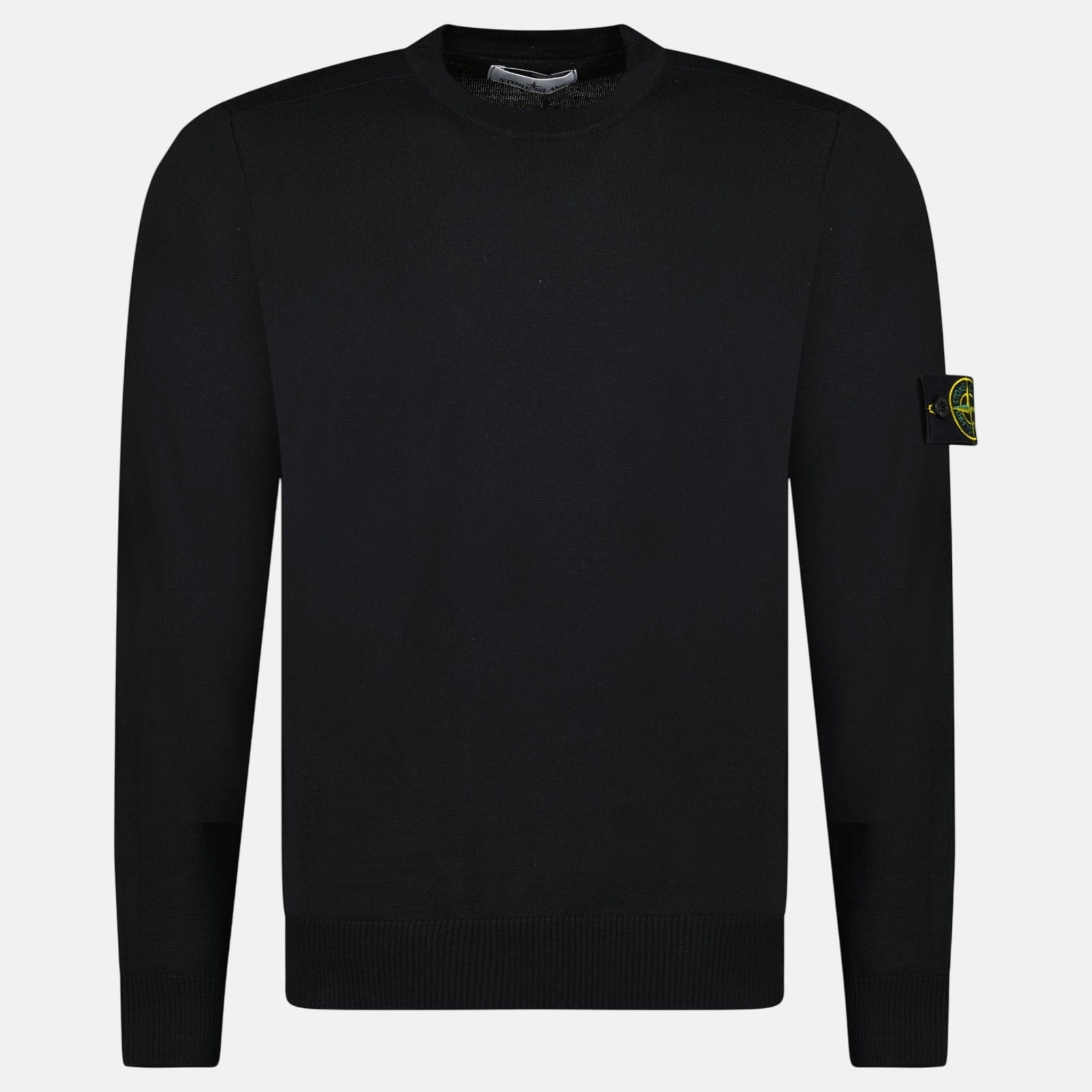 Stone Island Pure Light Wool Crewneck Black | Studio DOS