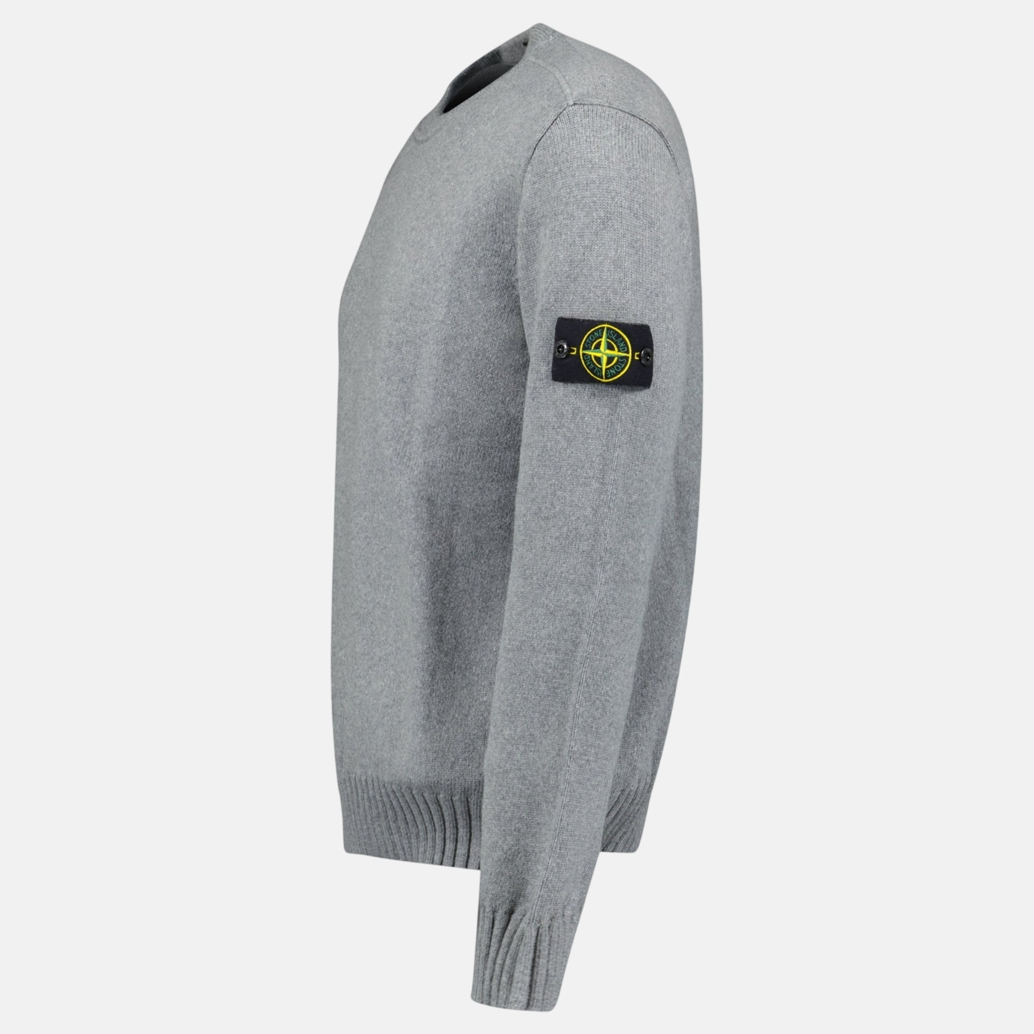 Stone Island Thick Knitted Compass - Badge Sweater Grey | Studio DOS