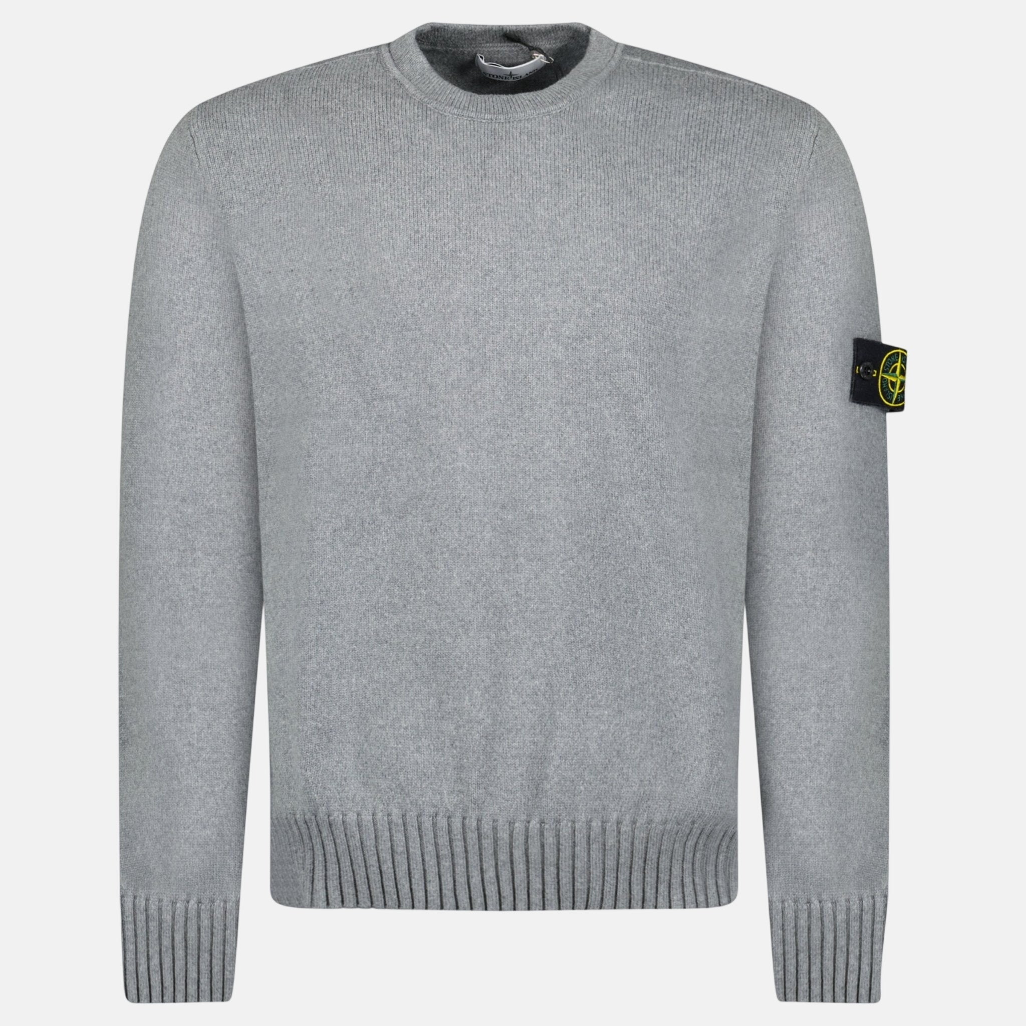 Stone Island Thick Knitted Compass - Badge Sweater Grey | Studio DOS