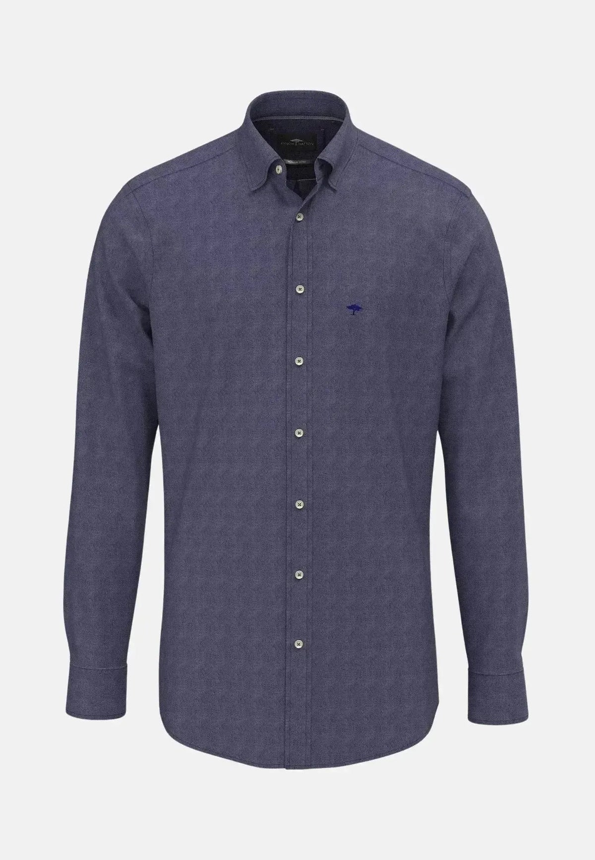 Woven Pattern Kent Collar Denim Shirt Navy | Studio DOS