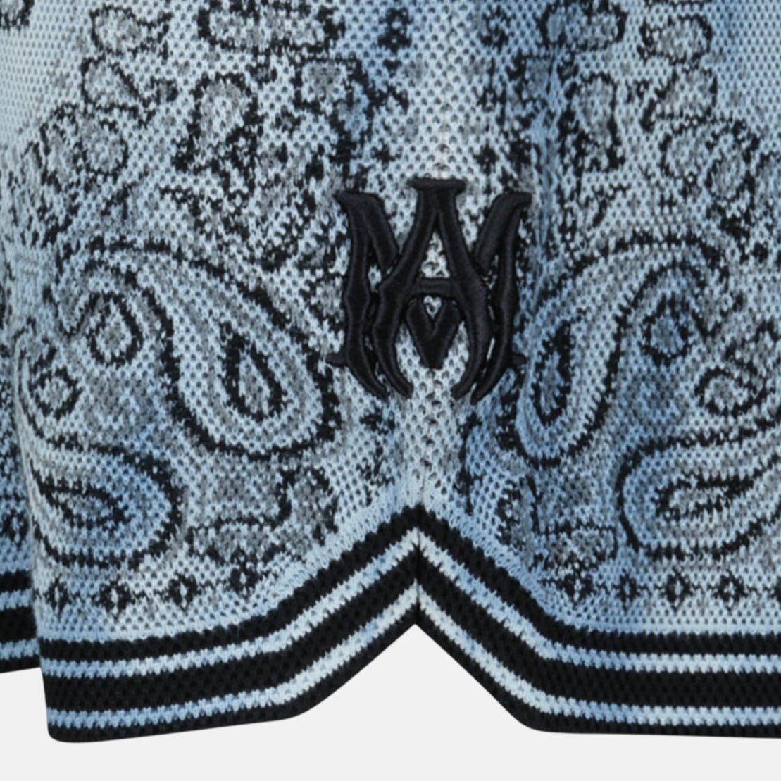 Amiri Bandana Knitted Basketball Shorts Blue | Studio DOS