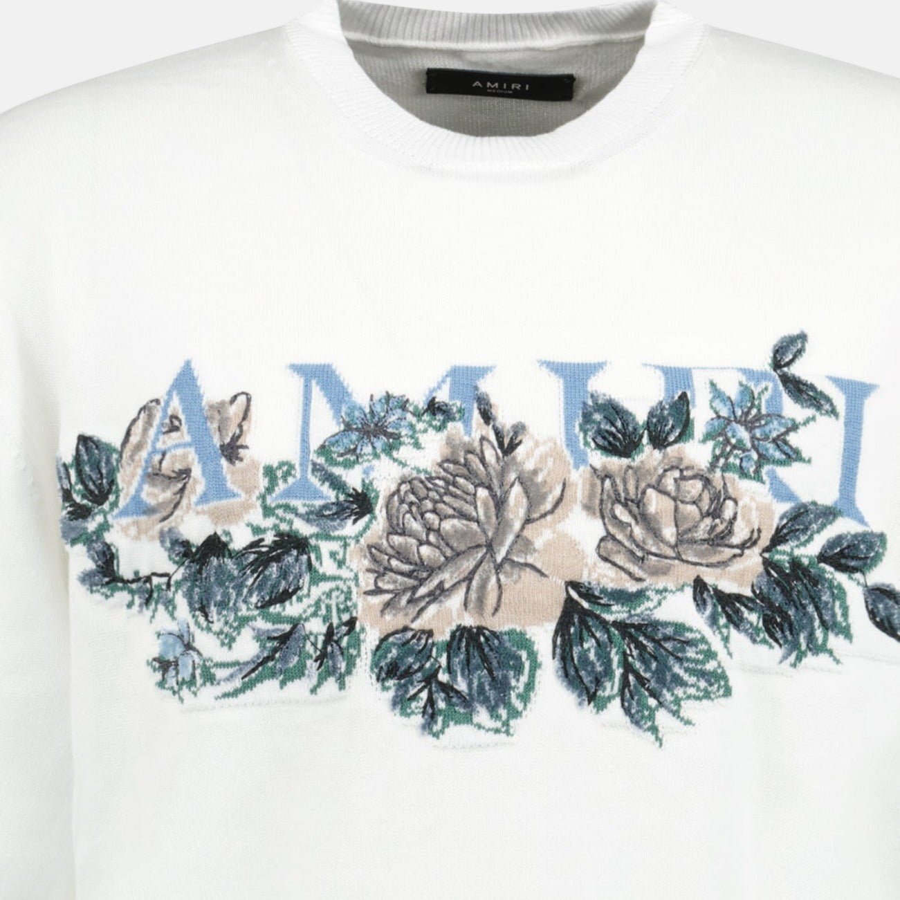 Amiri Knit Knitted Cotton Floral T-Shirt White | Studio DOS