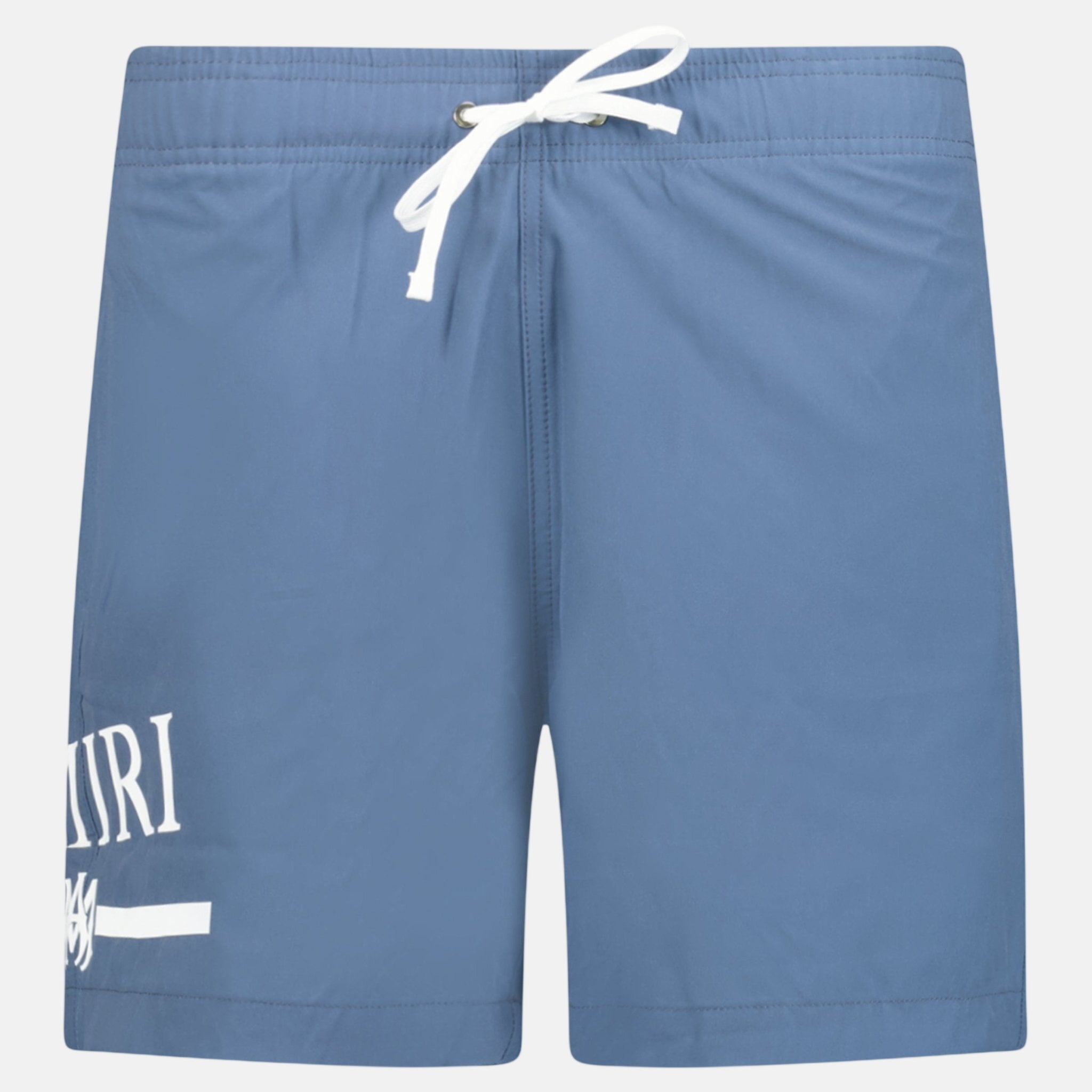 Amiri Ma Bar White Logo Drawstring Swim Shorts Blue | Studio DOS