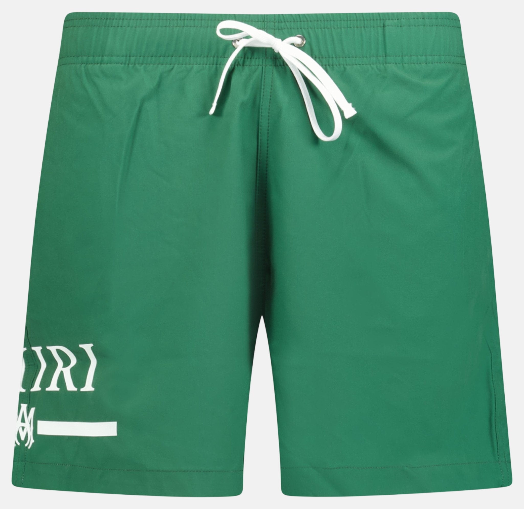Amiri Ma Bar White Logo Drawstring Swim Shorts Military Green | Studio DOS